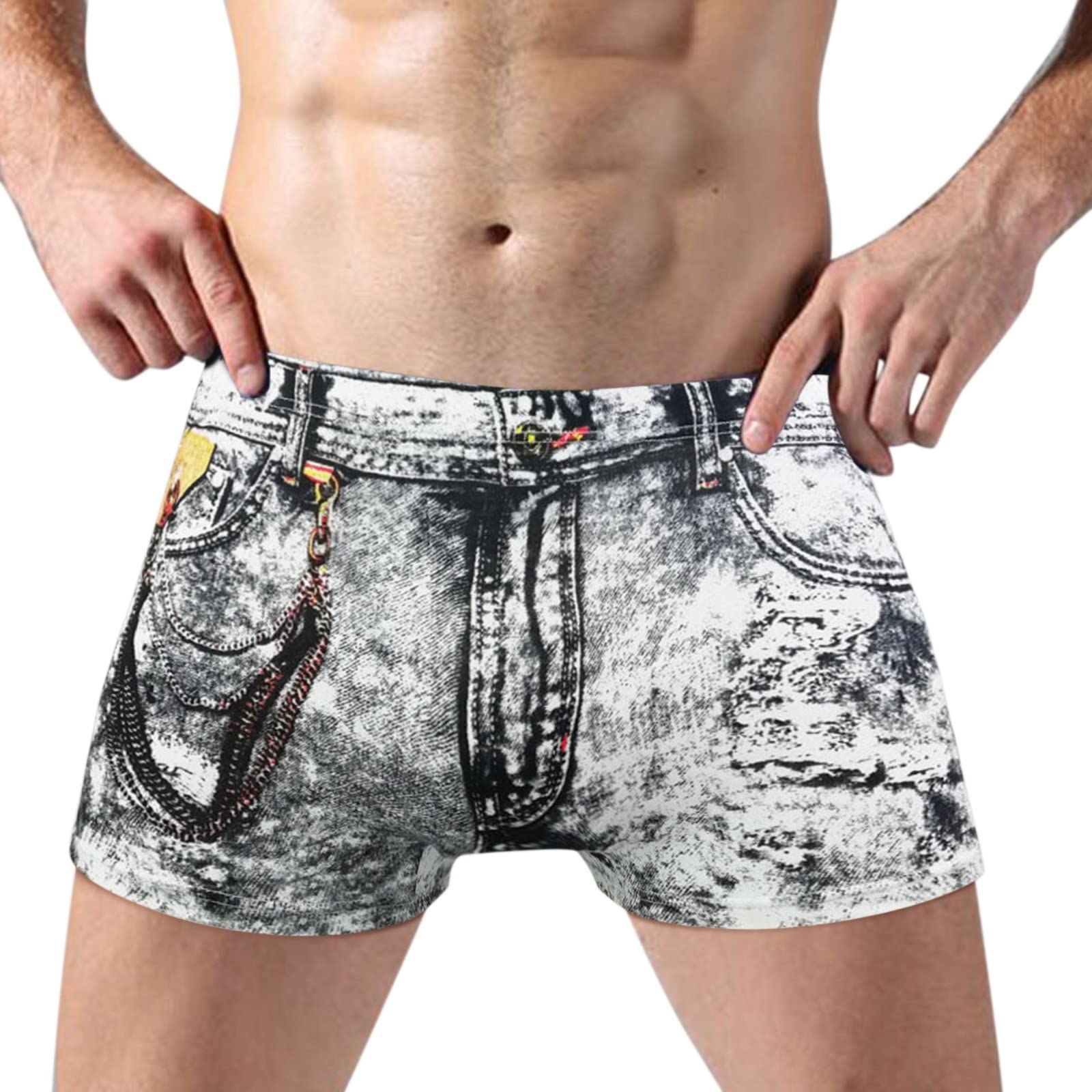 YUHAOTIN Men's Cotton Printed Casual Underwear - Breathable Mid Waist Boxer Briefs for Daily Wear, Gym & Sleep | Comfortable & Sexy Fit