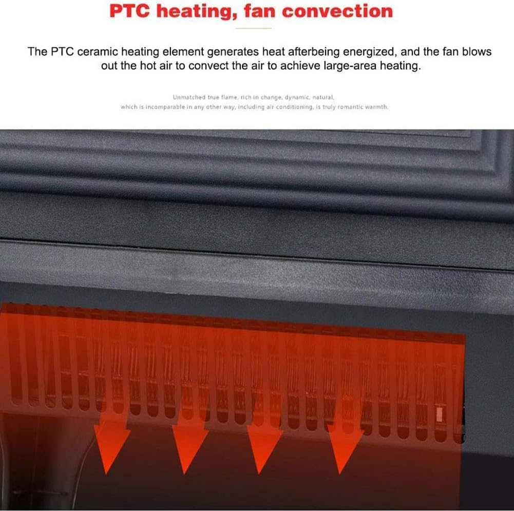 Electric Fireplace Heater with Wood Burning LED Flame - Freestanding, Recessed & Wall Mounted - Remote Control - Perfect for Living Room, Bedroom & Office Warmth