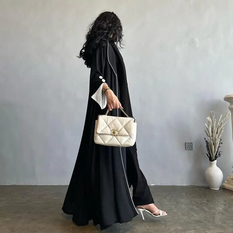 Elegant Muslim Women's Fashion Cardigan Open Abaya Dress - Modest Islamic Clothing for Prayer, Mosque & Everyday Wear