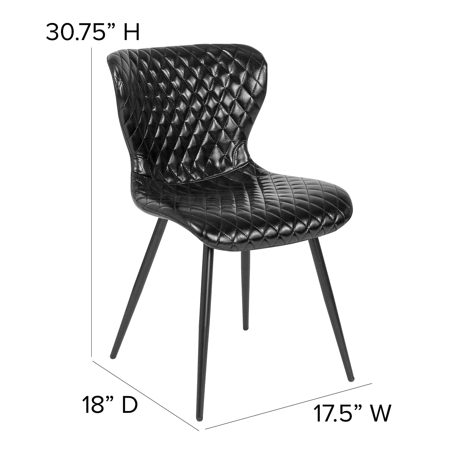 Flash Furniture Bristol Contemporary Upholstered Chair in Black Vinyl - Modern Office & Home Desk Chair for Comfortable Seating