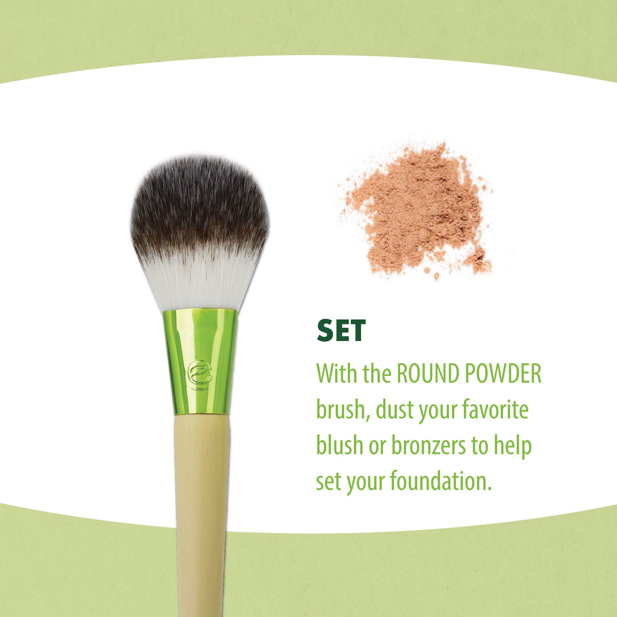 EcoTools 5-Piece Vegan Makeup Brush Set with Travel Pouch - Foundation, Concealer & Powder Brushes for Flawless Makeup Application | Perfect for Travel & Everyday Use
