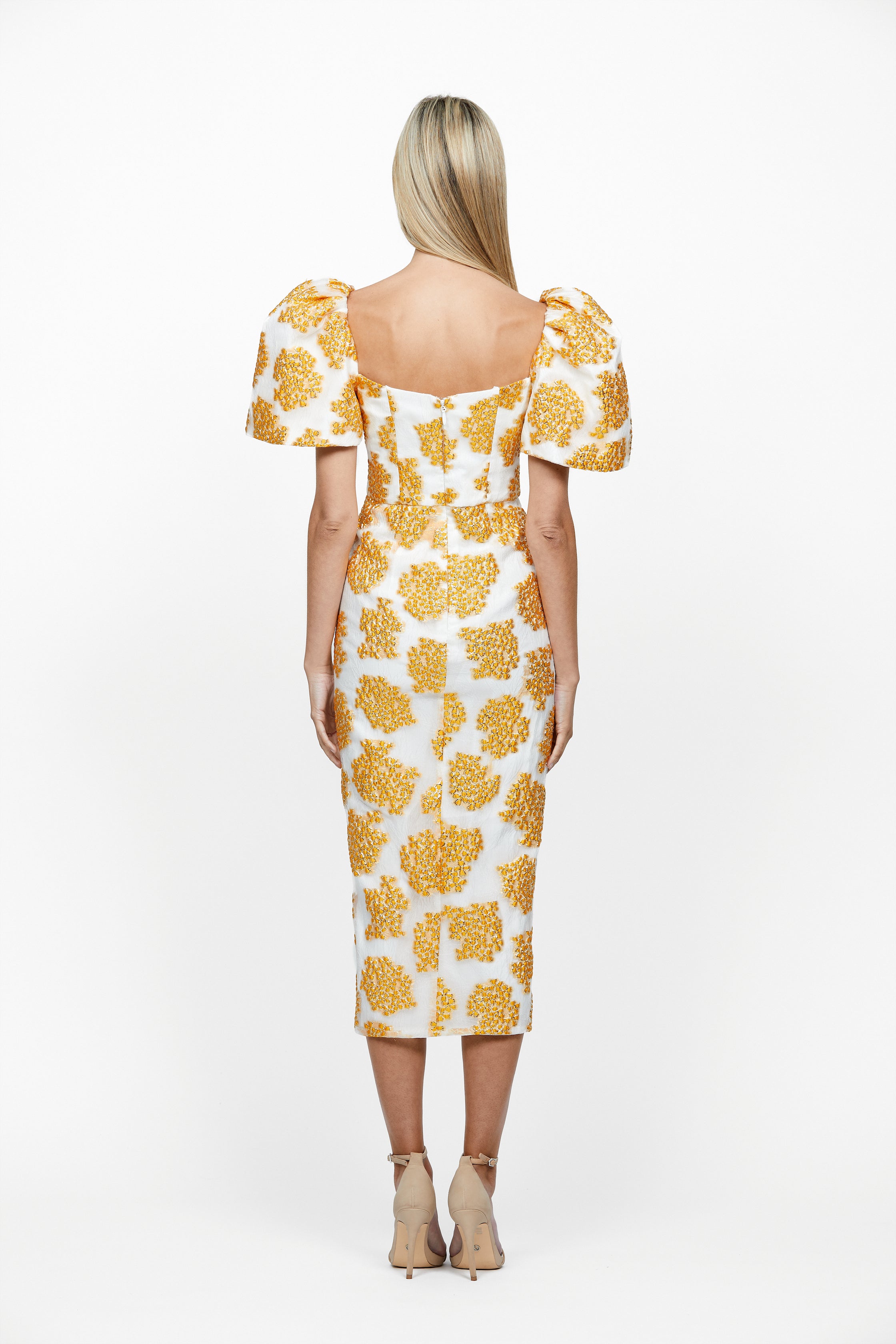 Ria Puff Sleeve Midi Dress - Women's Elegant Flowy Summer Dress with Ruffle Details | Perfect for Weddings, Parties & Date Nights