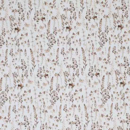 Premium Cotton Poplin Fabric - Light Brown Dried Floral Print - Perfect for DIY Crafts, Quilting, and Home Decor Projects