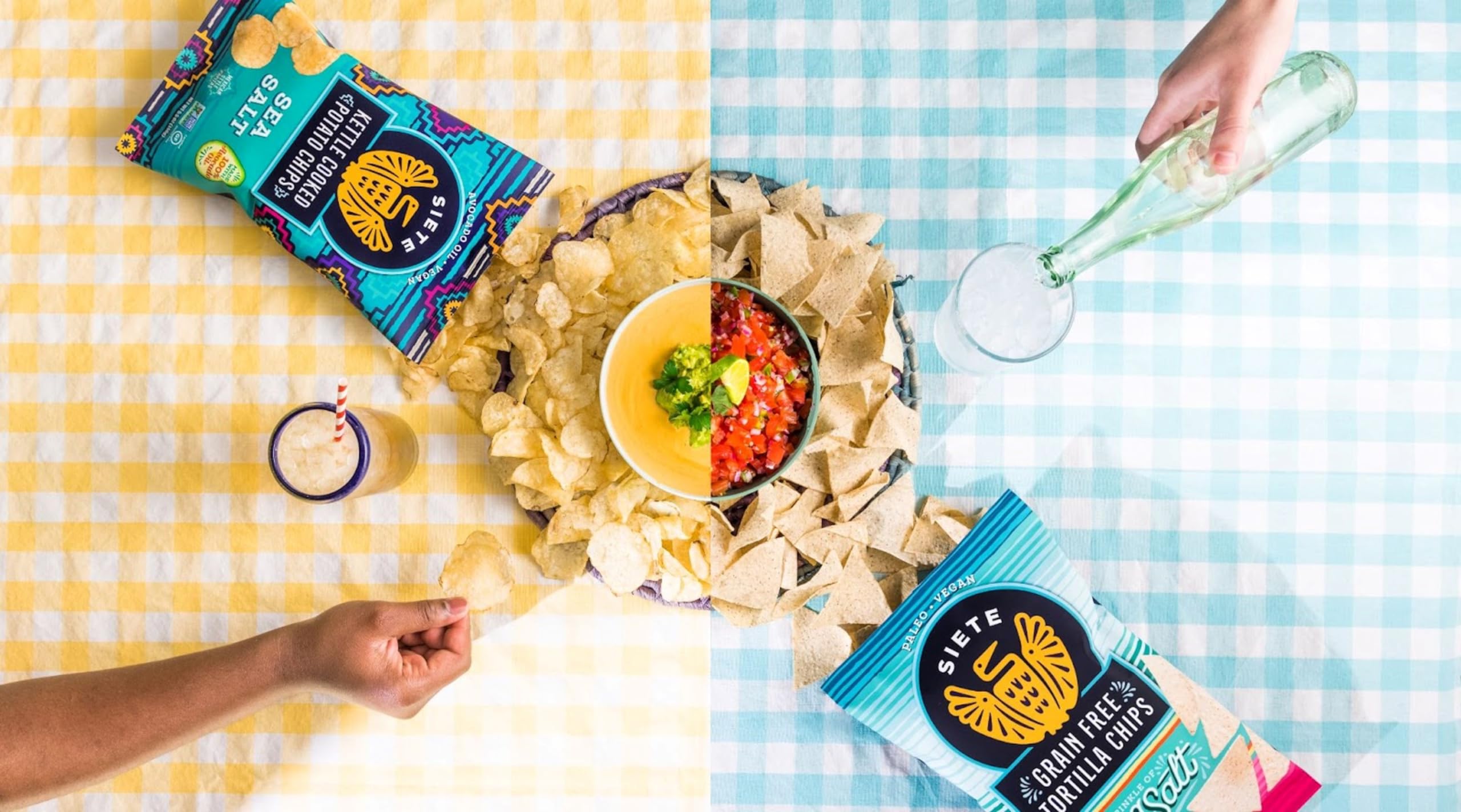 Siete Grain Free Potato Chips - Kettle Cooked, Gluten Free, Vegan, Non GMO Snacks with Sea Salt (Pack of 6) | Healthy Crunchy Snack for Parties, Road Trips & Keto Diet