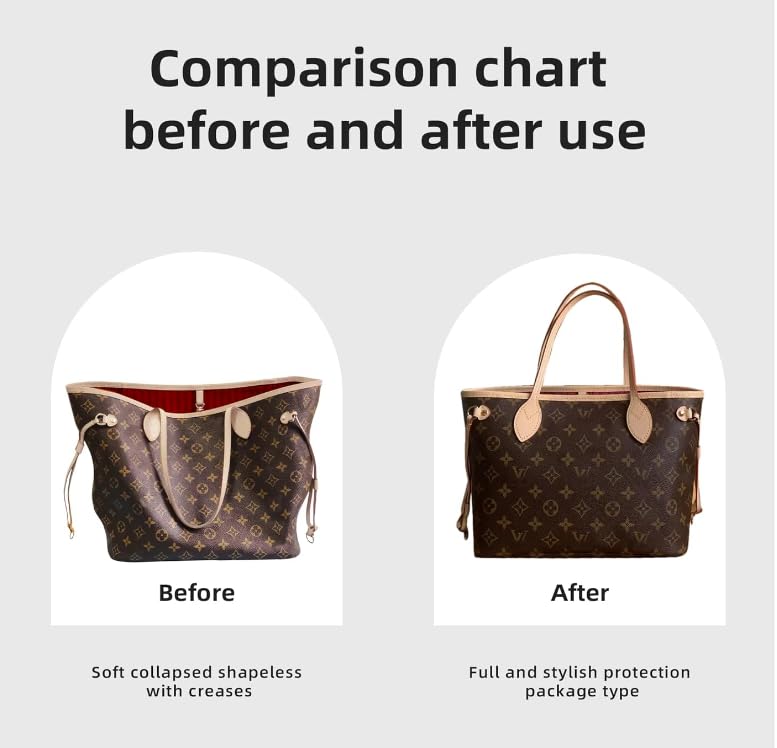 DGAZ Luxury Silk Purse Organizer Insert for Louis Vuitton Neverfull MM GM PM & Mini Bags - Handbag Tote Shaper & Organizer (Rouge H) - Perfect for Travel, Work & Daily Use