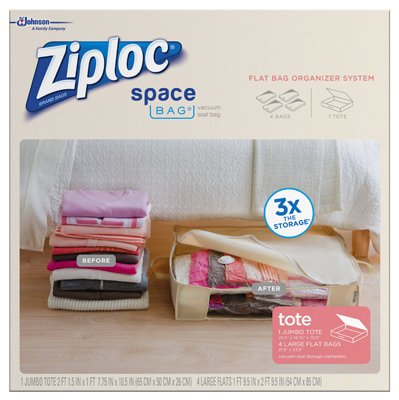 5-Piece Organizer & Tote Space Bags - Vacuum Storage Solution for Clothes, Blankets & Seasonal Items | Space-Saving Closet & Travel Organization
