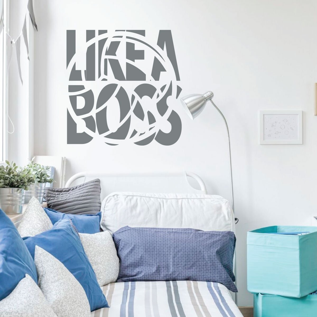 Volleyball Wall Decal - 'Like A Boss' Motivational Vinyl Art Sticker - Sports Room Decor for Bedroom, Playroom & Gym - Perfect for Volleyball Players & Fans