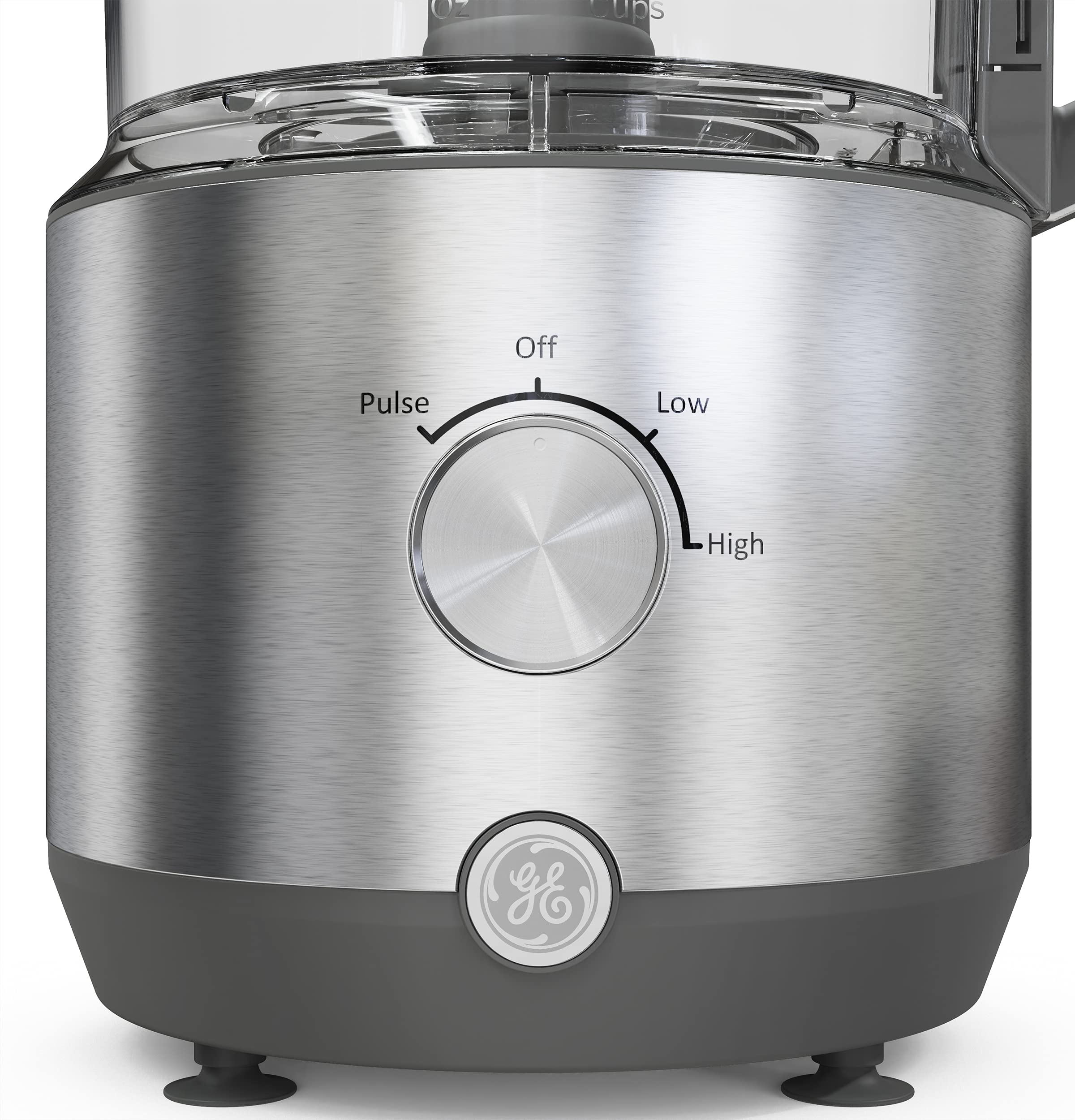 GE 12-Cup Food Processor with 3 Feeding Tubes & Stainless Steel Accessories - 3 Discs + Dough Blade | 550W 3-Speed Electric Kitchen Appliance | Perfect for Shredding Cheese, Chopping Vegetables, Kneading Dough | Ideal for Meal Prep, Baking & Cooking | Durable & Powerful Kitchen Essential