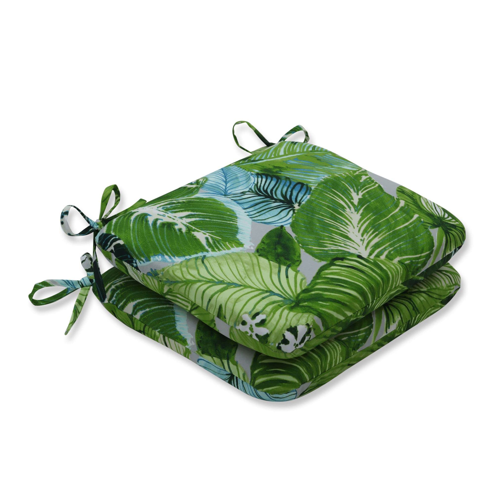 Set of 2 Green & Blue Tropical Outdoor Patio Cushions - 18.5