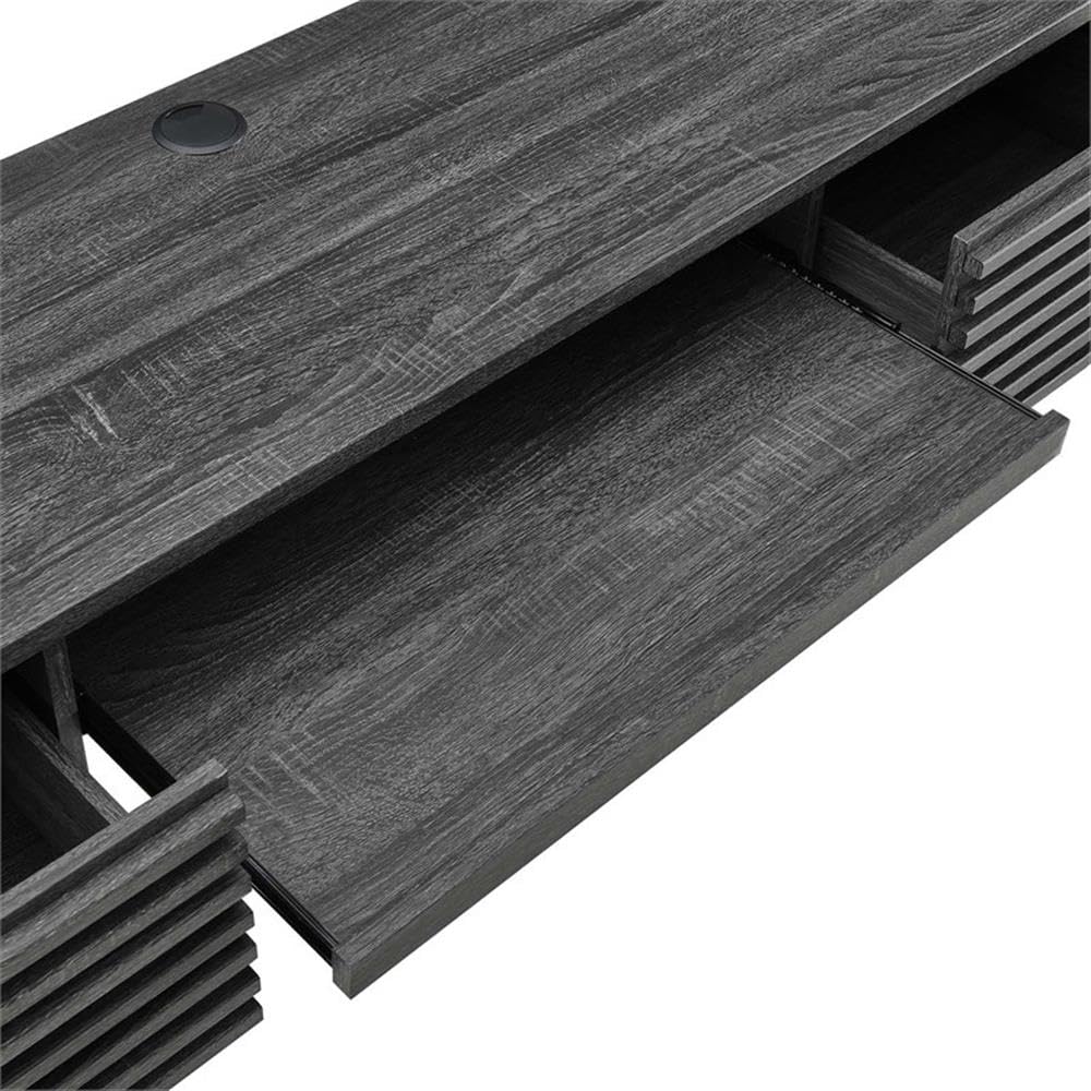 Modway Render Mid-Century Modern Wall Mount Floating Desk - Charcoal Finish | Space-Saving Home Office & Small Apartment Workstation