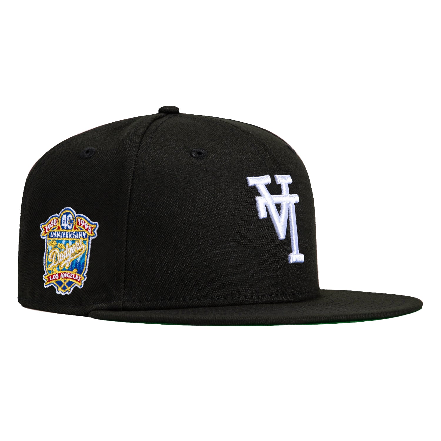 New Era 59Fifty Los Angeles Dodgers 40th Anniversary Patch Upside Down Snapback Hat - Black & White | Official MLB Baseball Cap for Fans & Collectors | Perfect for Games, Streetwear & Sports Fashion