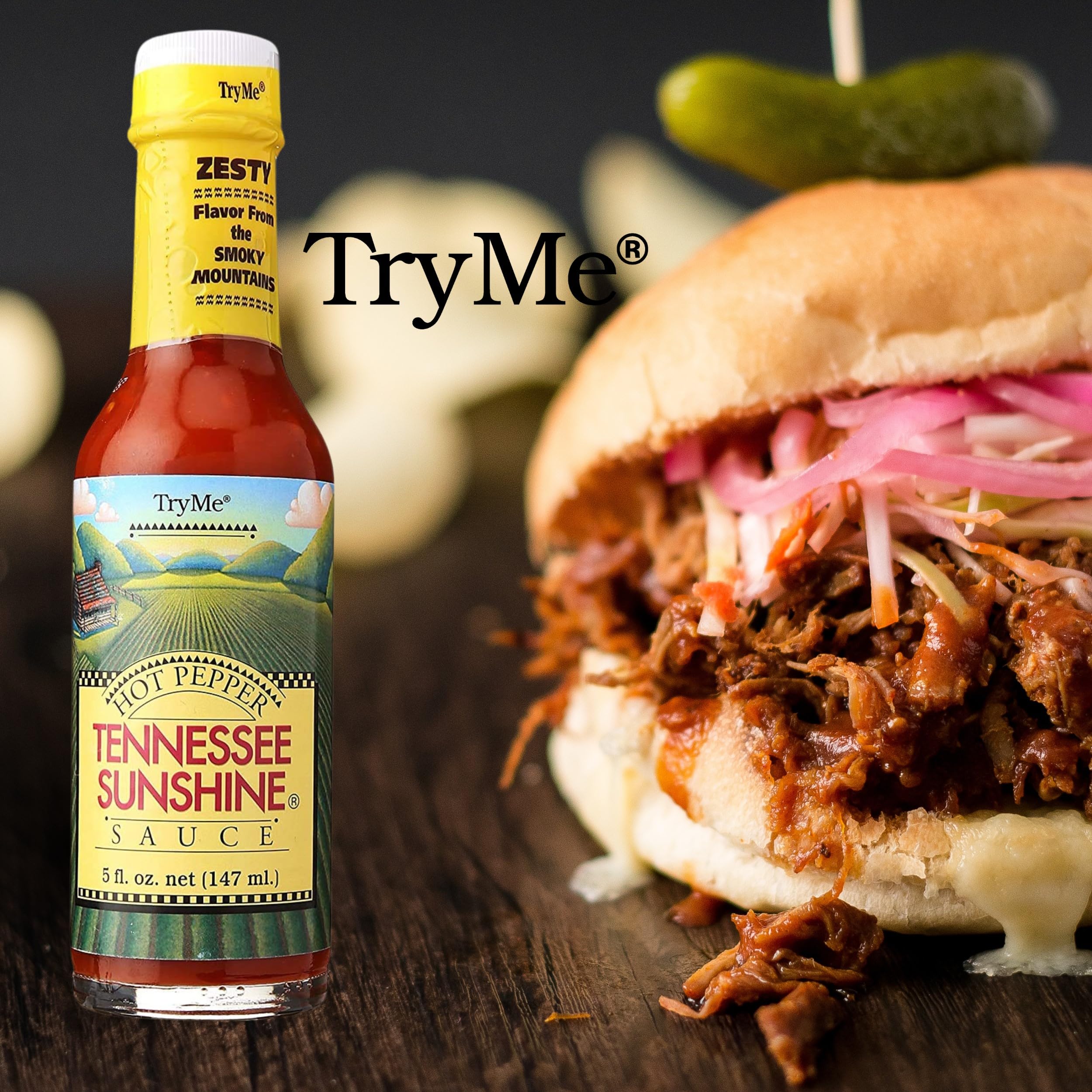 Try Me Tennessee Sunshine Hot Pepper Sauce - 5oz Bottle (Pack of 3) | Spicy Flavor for Wings, Tacos & BBQ | Premium Hot Sauce for Cooking & Gifts