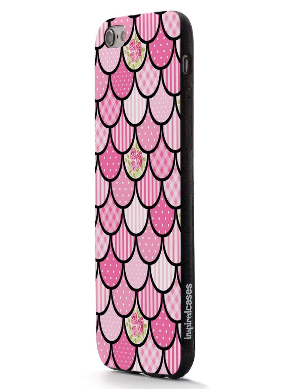 **Inspired Cases - iPhone XR Case Compatible - 3D Textured Protective Phone Cover for Apple iPhone XR - Mermaid Scales Design - Pink & Black Patchwork - Perfect for Everyday Use & Fashion Protection**