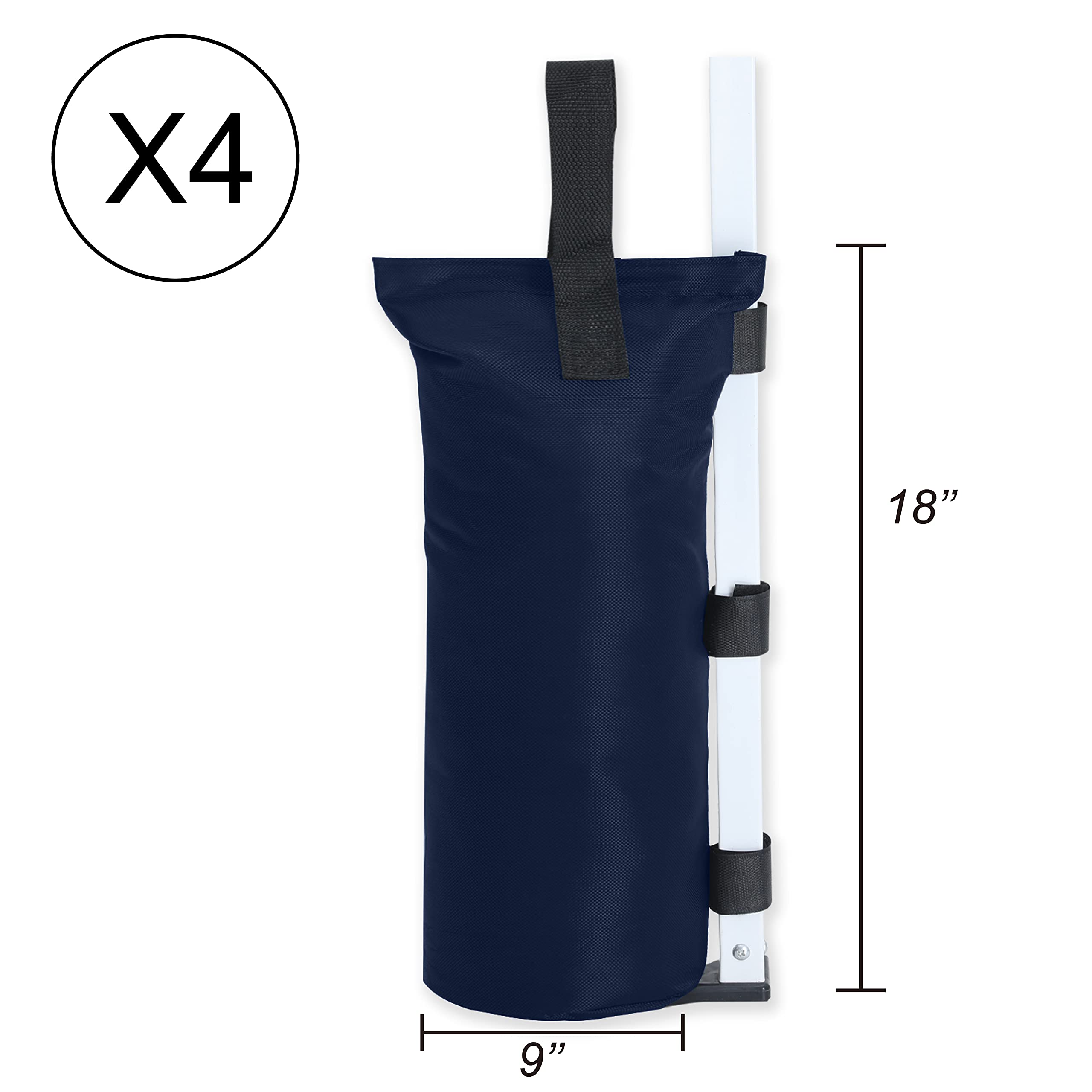ABCCANOPY 4-Pack 120LBS Canopy Weights Sand Bags for Pop Up Tents, Outdoor Gazebos, Trampolines & Pergolas - Navy Blue (Sand Not Included) | Perfect for Camping, Beach, Backyard & Outdoor Events