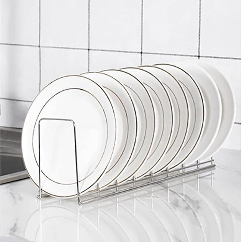 MosQuick® Stainless Steel Dish Rack for Kitchen - Space Saving Plate Organizer, Cup & Bowl Holder - Perfect for Kitchen Cabinet, Countertop or Under Cabinet Storage - Ideal for Small Kitchens, Apartments & Dorm Rooms