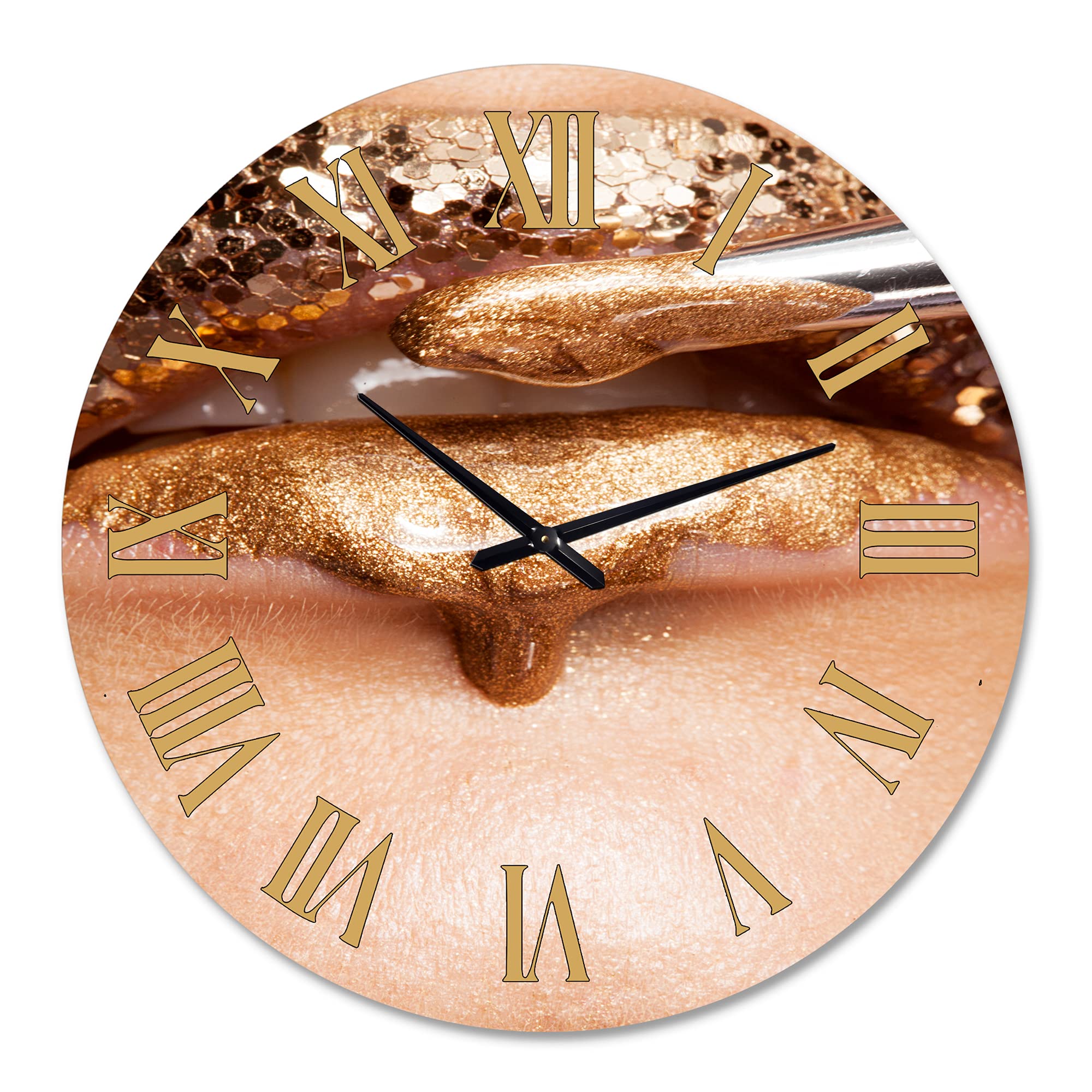DesignQ Modern Wall Clock - Large Decorative Clock with Makeup & Lipstick Design for Home, Office, or Living Room Decor | Perfect for Bedroom, Kitchen, and Gift Giving