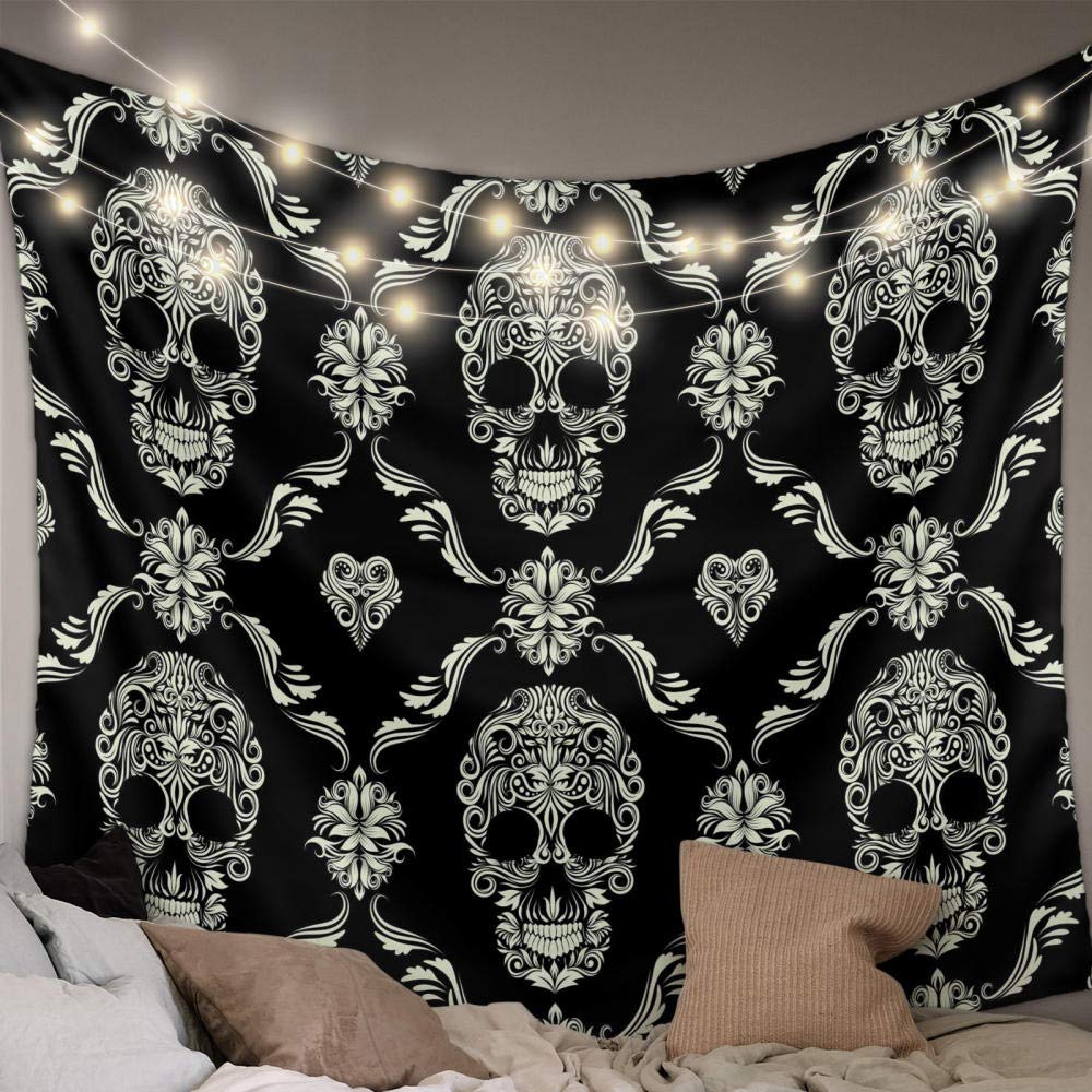 Black Background Tapestry Wall Hanging - 51x59 Inch Large Bohemian Decor for Living Room, Bedroom, Yoga Studio | Home Decor, Curtain, Tablecloth, Gift Idea for Hippie & Boho Lovers