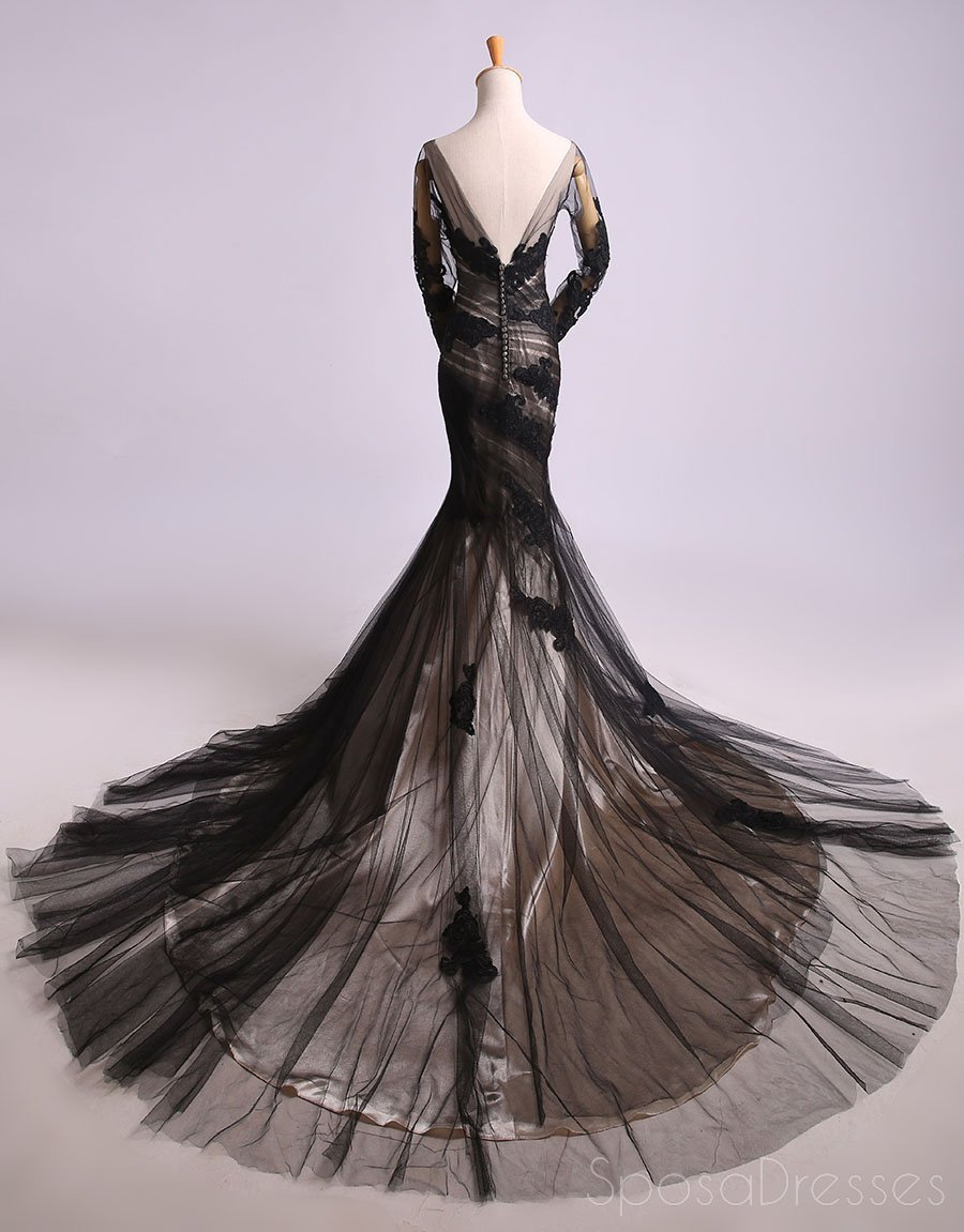Elegant Black Lace Mermaid Evening Gown with Long Sleeves - Perfect for Prom, Sweet 16, Formal Events & Special Occasions | Stunning Long Dress for Women's Parties, Weddings & Red Carpet