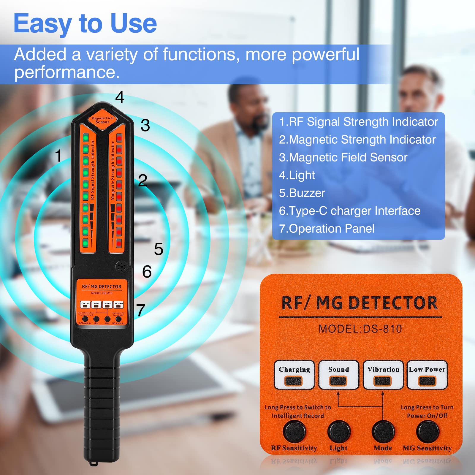 Anti Spy Detector & GPS Bug Finder - RF Signal Wireless Scanner for Hidden Cameras & Electronic Bug Sweeper | Detect Car GPS Trackers & Surveillance Devices | Ideal for Home, Office & Vehicle Security