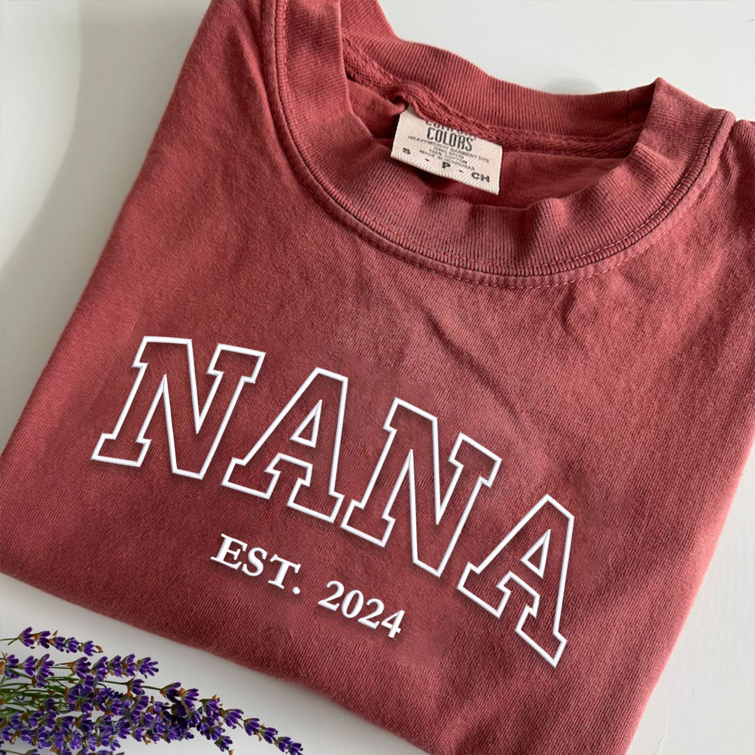 Comfort Color® Embroidered Nana Shirt with Grandkids Names - Personalized Grandma Gift for Mother's Day, Birthday & Family Reunions