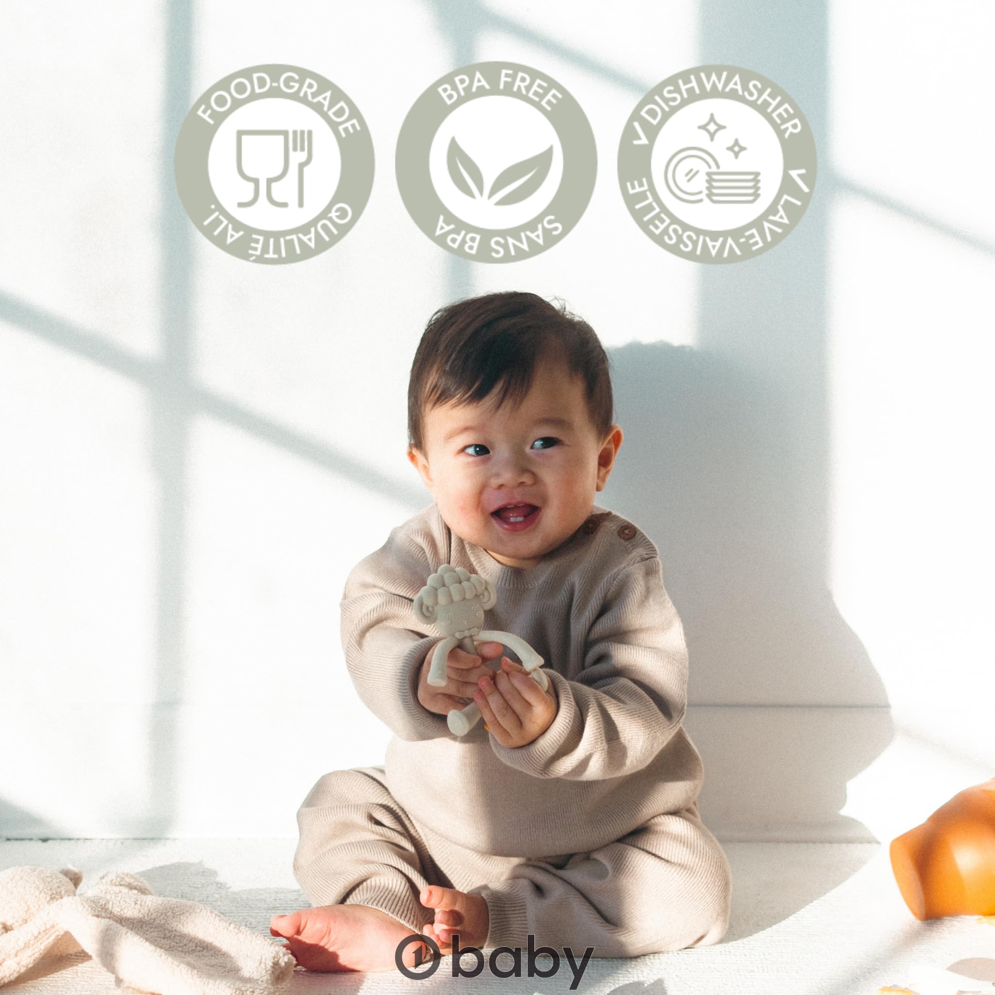 2 Pack Baby Teething Toys for Infants - Soft Food Grade Silicone Teether Set with Lamb & Cow Designs | Safe Chew Toys for Soothing Sore Gums | Perfect for Home, Travel & Daycare Use