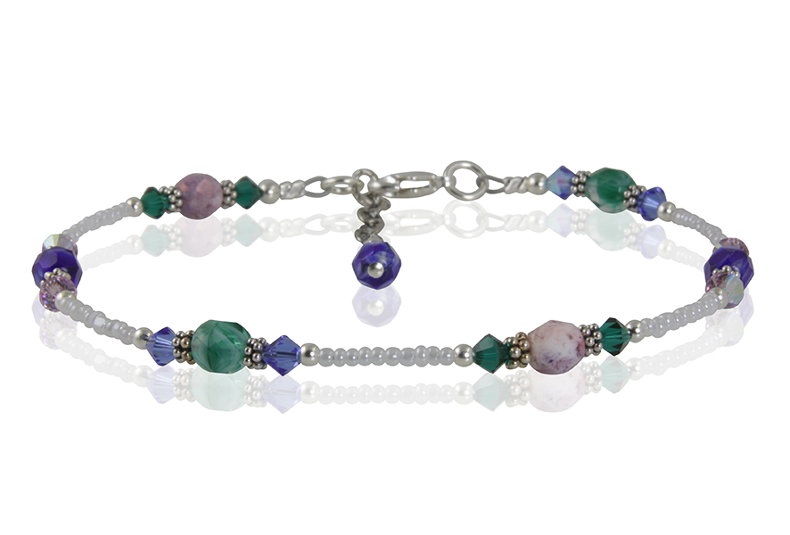 Winter Crystal Bali Beaded Anklet - Handmade Bohemian Ankle Bracelet for Women - Perfect for Beach, Festival & Summer Outfits