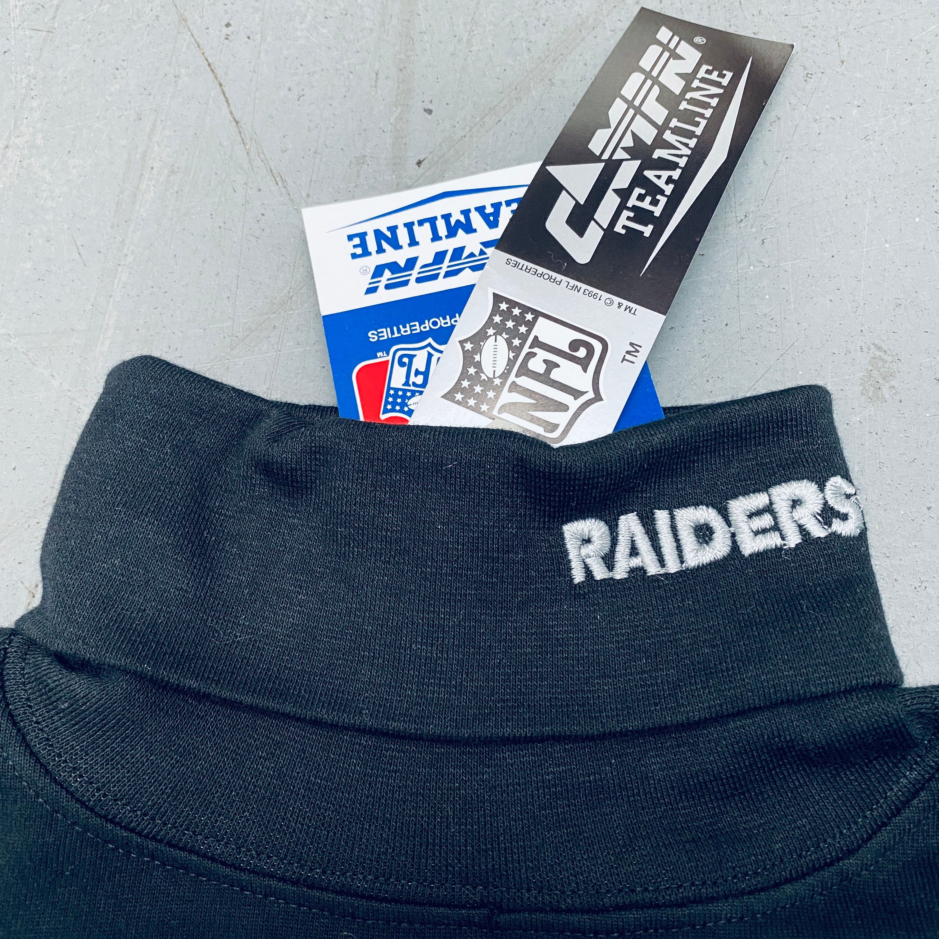 1993 Los Angeles Raiders Deadstock Campri Embroidered Roll Neck Sweatshirt - Vintage NFL Football Pullover (S, M, L, XL) BNWT - Perfect for Game Day, Retro Fashion & Raiders Fan Collection