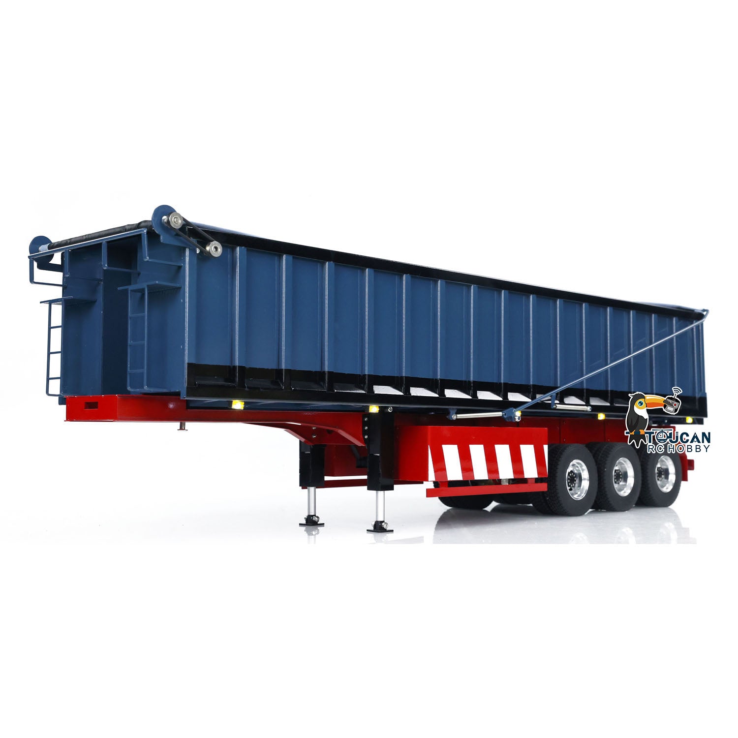 1/14 Scale Metal 3-Axle Hydraulic RC Dump Truck with Electric Awning - Remote Control Construction Tractor Trailer for Adults & Kids (Painted & Assembled) - Perfect for Construction Site Play, Collecting, and RC Truck Racing