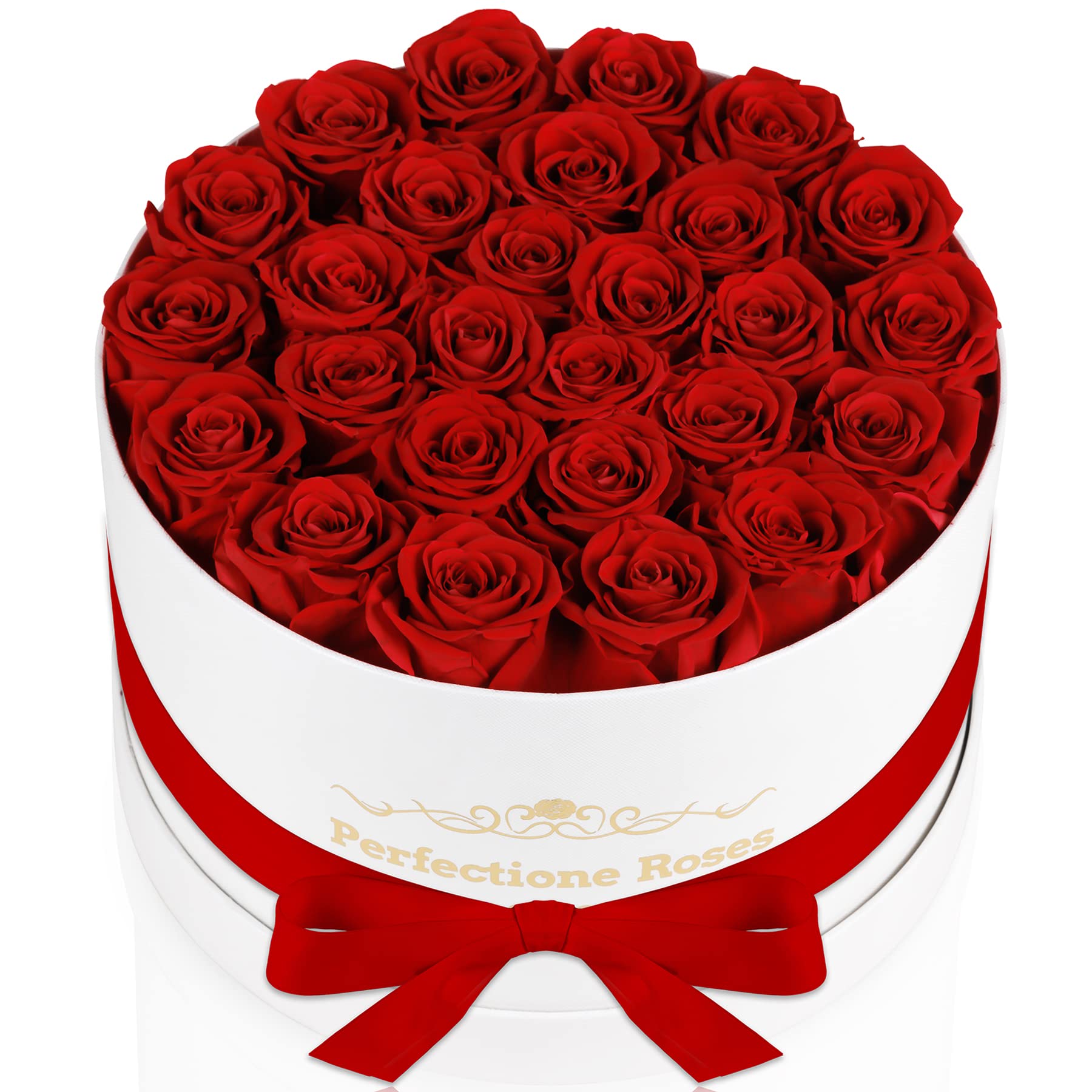 Perfectione Preserved Real Roses in a Box - Lasts 3 Years | Luxury Birthday & Mother's Day Gift for Women | Perfect for Home Decor, Wedding Centerpieces & Romantic Surprises (Red)