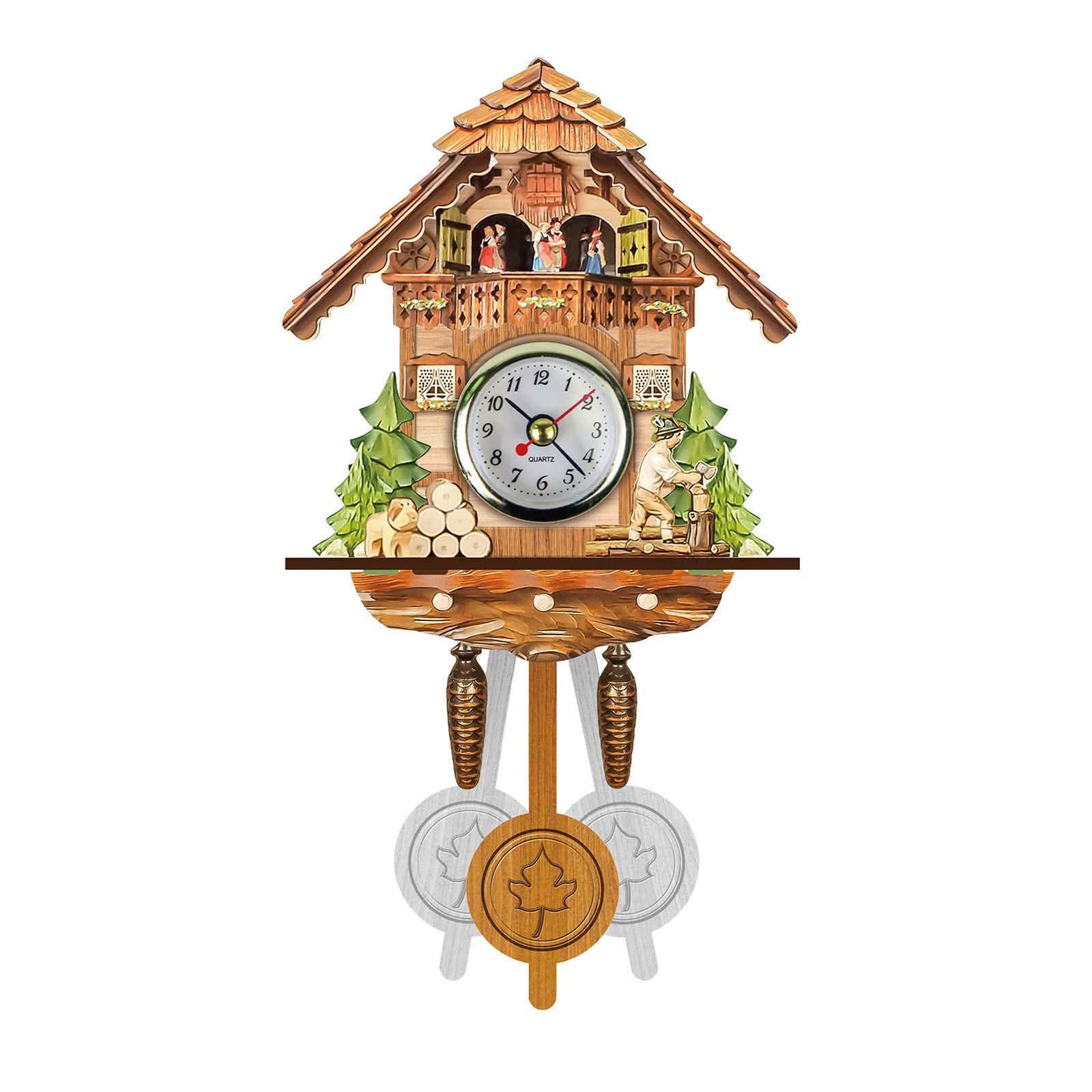 1 Pcs Wooden Cuckoo Wall Clock with Chime Alarm - Vintage Style Decorative Clock for Living Room, Bedroom, Office - Perfect Home Decor & Gift Idea