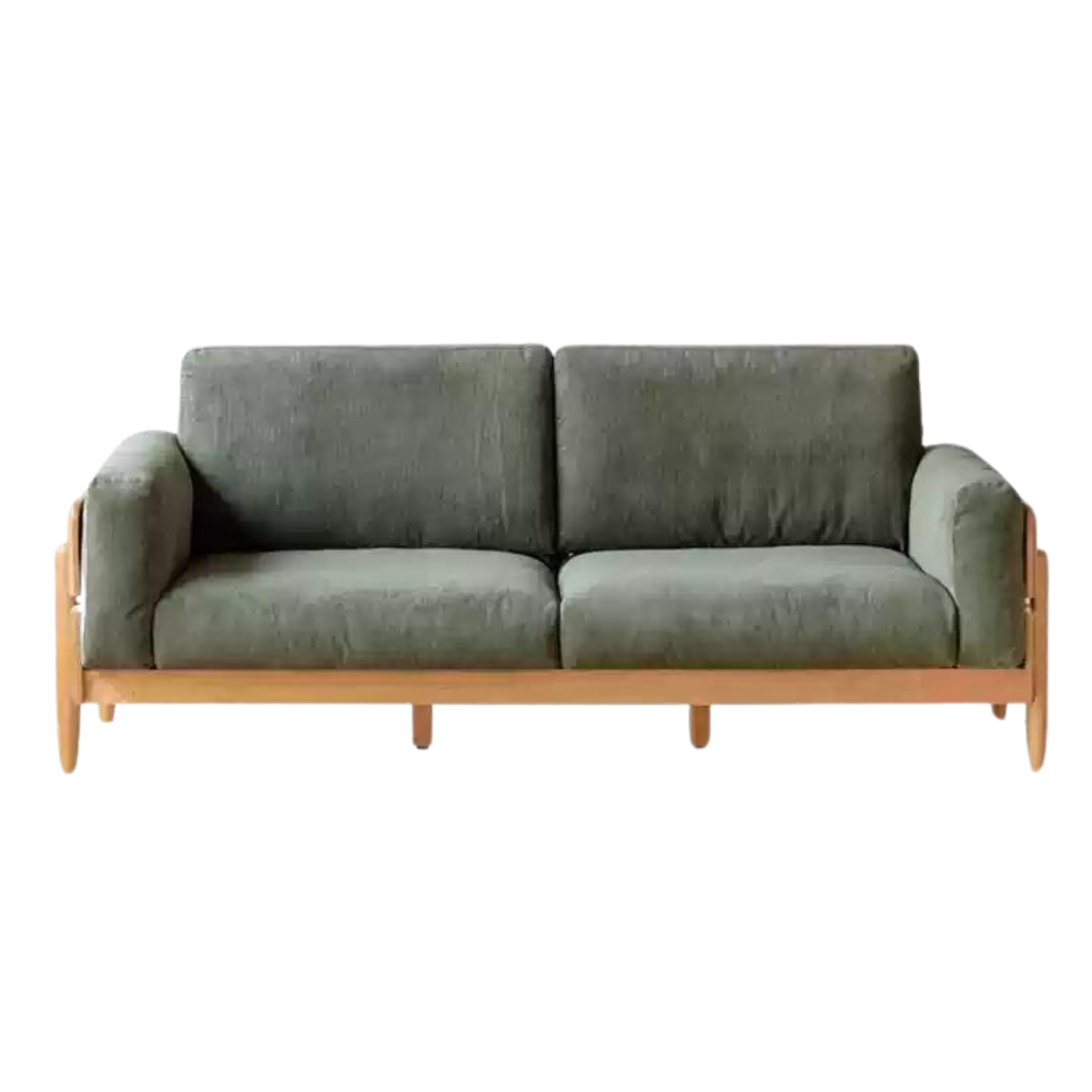 85x35x35 inch / 216x89x89 cm / Natural wood color / three-seater sofa (corduroy pine green)