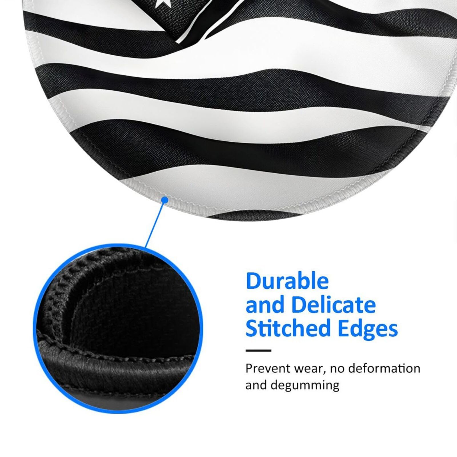 Black and White American Flag Round Mouse Pad - 8 Inch Non-Slip Gaming Mousepad for PC & Laptop - Durable Desk Accessory for Office, Home & Gaming Setup