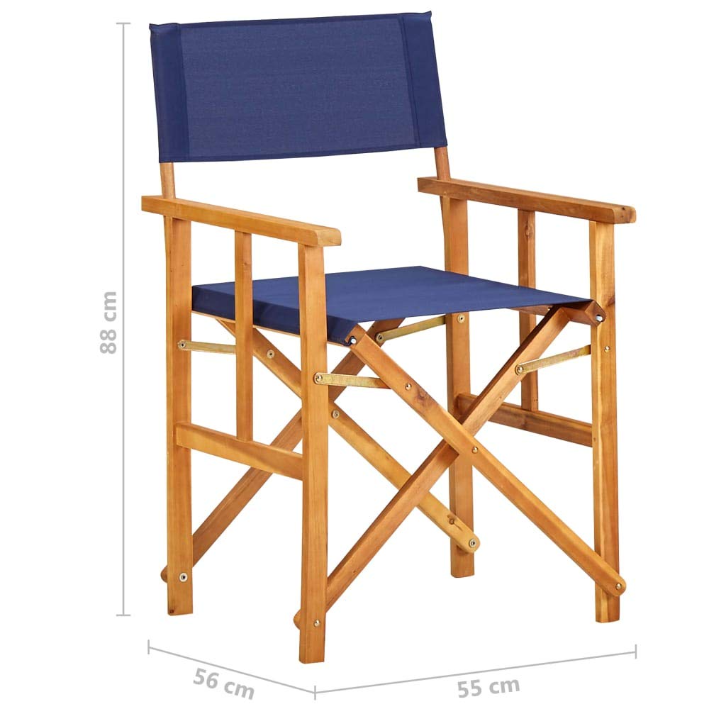 Bamboo Folding Director Chair with Canvas Seat & Backrest - Portable Collapsible Camping Chair for Picnic, Balcony, Garden - Indoor & Outdoor Furniture (Wood & Blue) | Perfect for Camping, Beach, Patio, and Backyard Relaxation