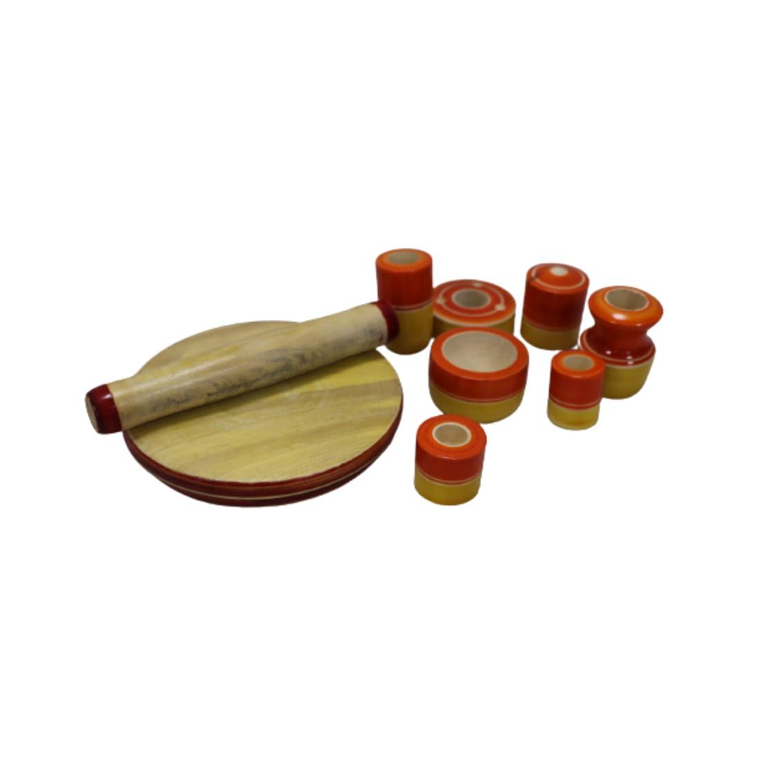 Hand-Painted Orange Wooden Nesting Dolls Cooking Set - Traditional Russian Matryoshka Decorative Showpiece & Collectible Toy for Home Decor, Kitchen Display, and Gift Giving