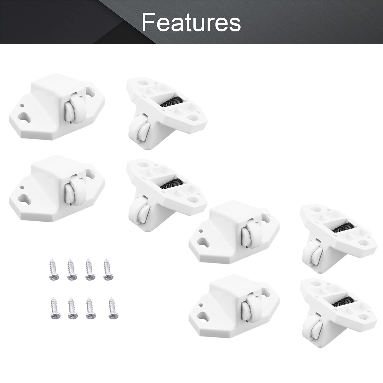 MroMax 20pcs Cabinet Door Double Roller Ball Catch Latches - Heavy Duty Kitchen Bathroom Cupboard Wardrobe Closet Hardware (Type B) | Secure Cabinet Closures for Home & Office Organization