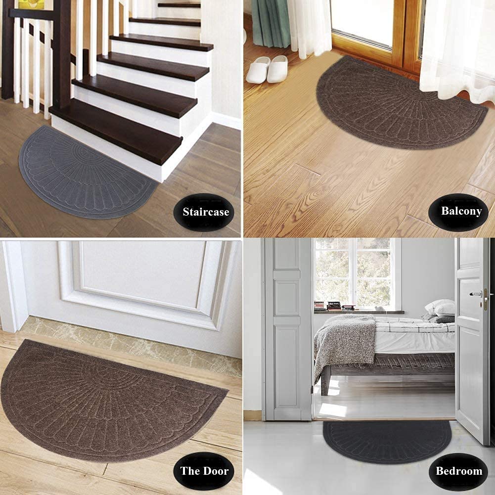 Half Circle Doormat - Non-Slip Indoor/Outdoor Half Moon Rug for Entryway - Black Rubber Welcome Mat for Front Door, Porch & Entrance - Perfect for Home, Apartment & Office Use