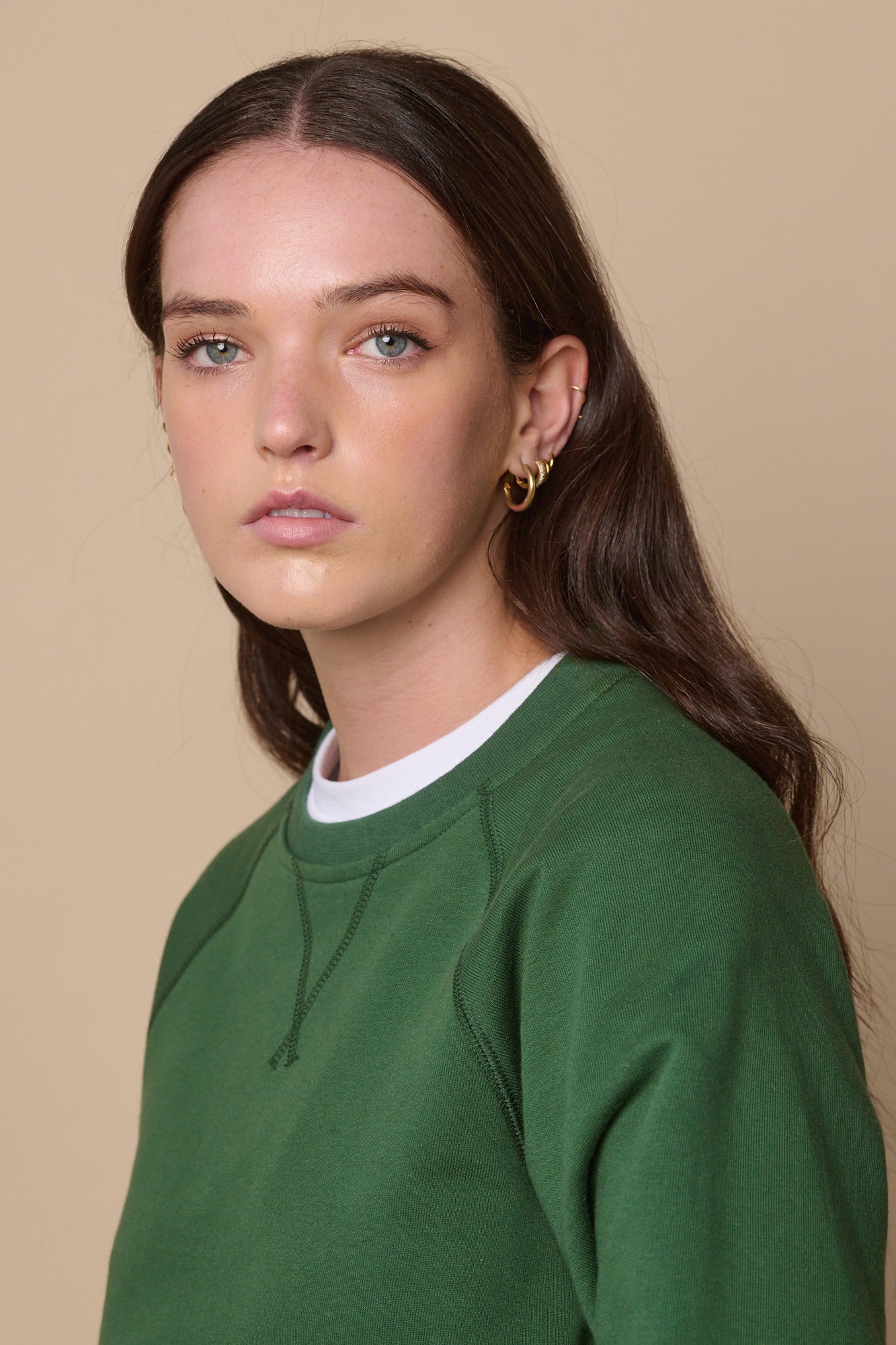 Women's Raglan Sweatshirt - Soft Bottle Green Pullover for Casual Wear | Perfect for Everyday Outfits, Lounge & Weekend Errands