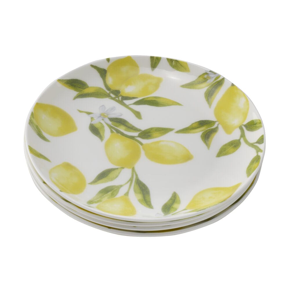 4-Piece Lemon Appetizer Plates - Small Decorative Serving Dishes for Party, Picnic, and Dessert - Perfect for Summer Entertaining and Kitchen Decor