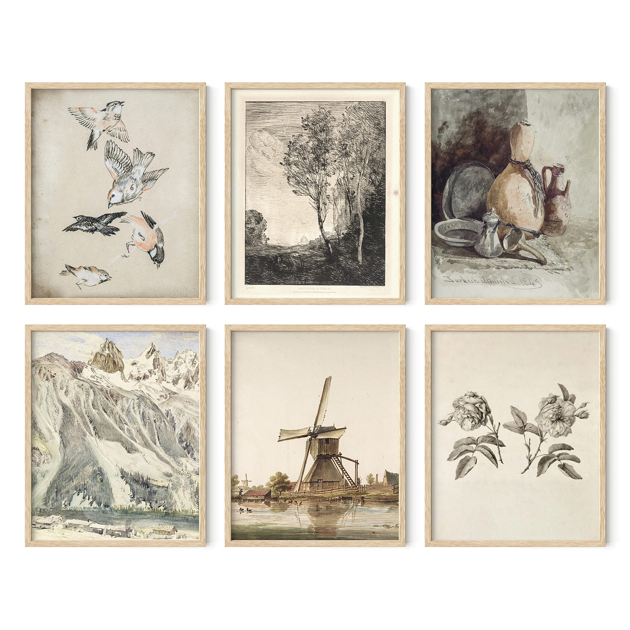 Farmhouse Wall Art Set of 4 - Rustic Vintage Prints with Black Frame (8x10) for Bedroom & Living Room Decor | Country Home & Southwestern Style Wall Decor | Perfect for Farmhouse, Cottage & Boho Interior Design