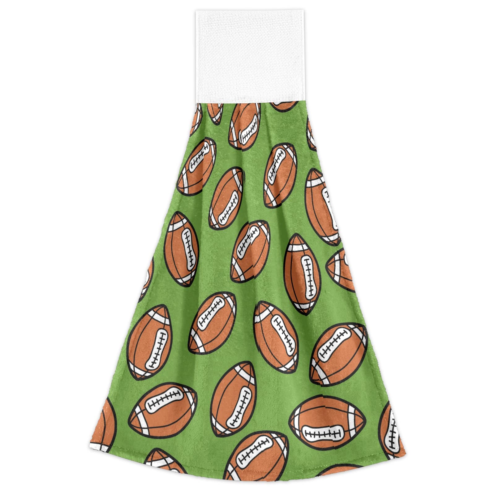 Exnundod 2-Pack Microfiber Football Rugby Kitchen Towels - Super Soft, Highly Absorbent Hand & Drying Towels with Hanging Loops for Bathroom, Laundry, Kitchen & Sports Gear Care - Perfect for Game Day, Home Decor & Quick Drying Needs