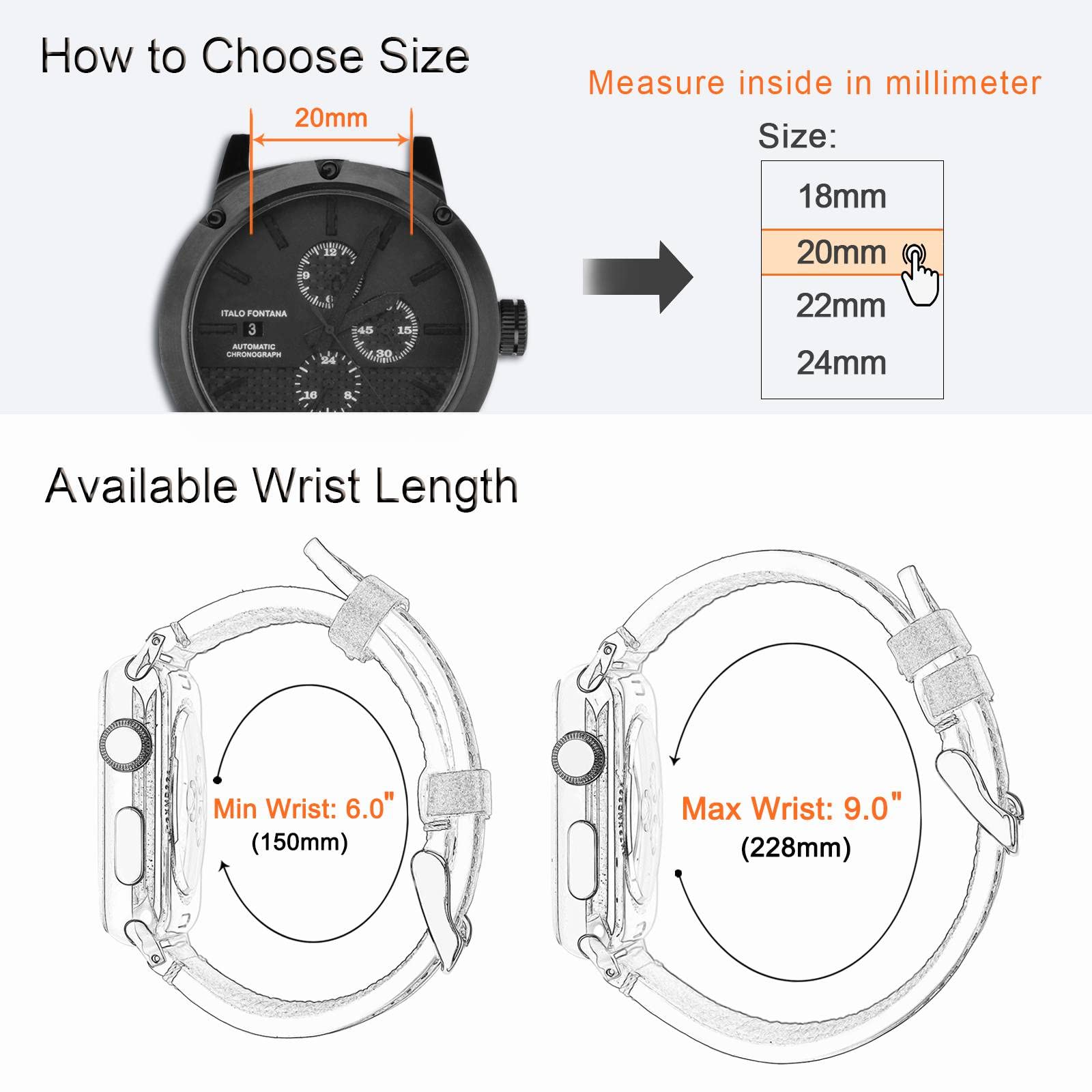 WOCCI 18mm Striped Silicone Watch Band Replacement Strap with Brushed Silver Buckle - Black - Durable & Comfortable Wristband for Apple Watch, Samsung Galaxy Watch, Fitbit - Perfect for Workouts, Running & Everyday Wear