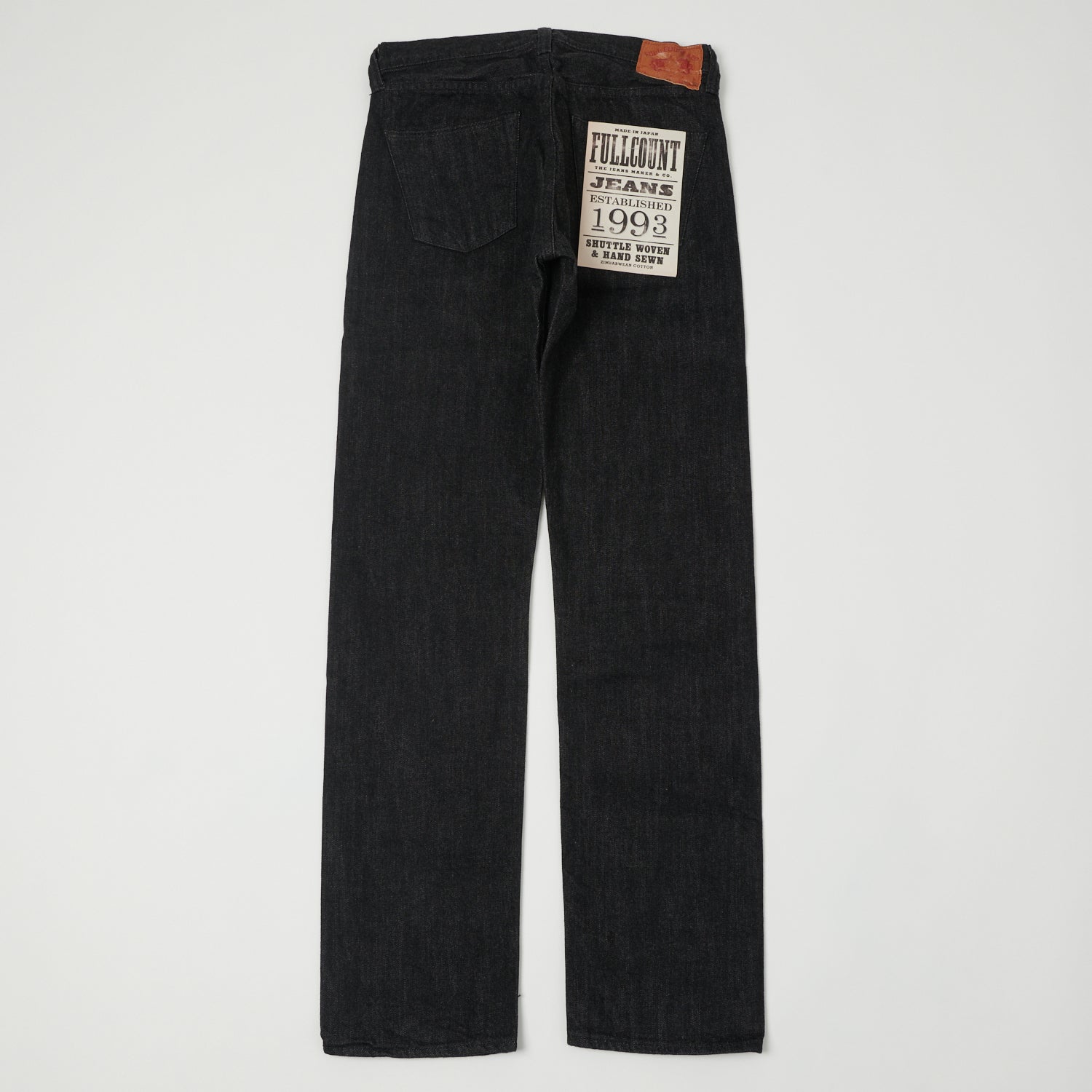 Full Count 1108BK 13.7oz Black One Wash Regular Straight Jeans for Men - Classic Denim Pants for Casual Wear & Everyday Outfits