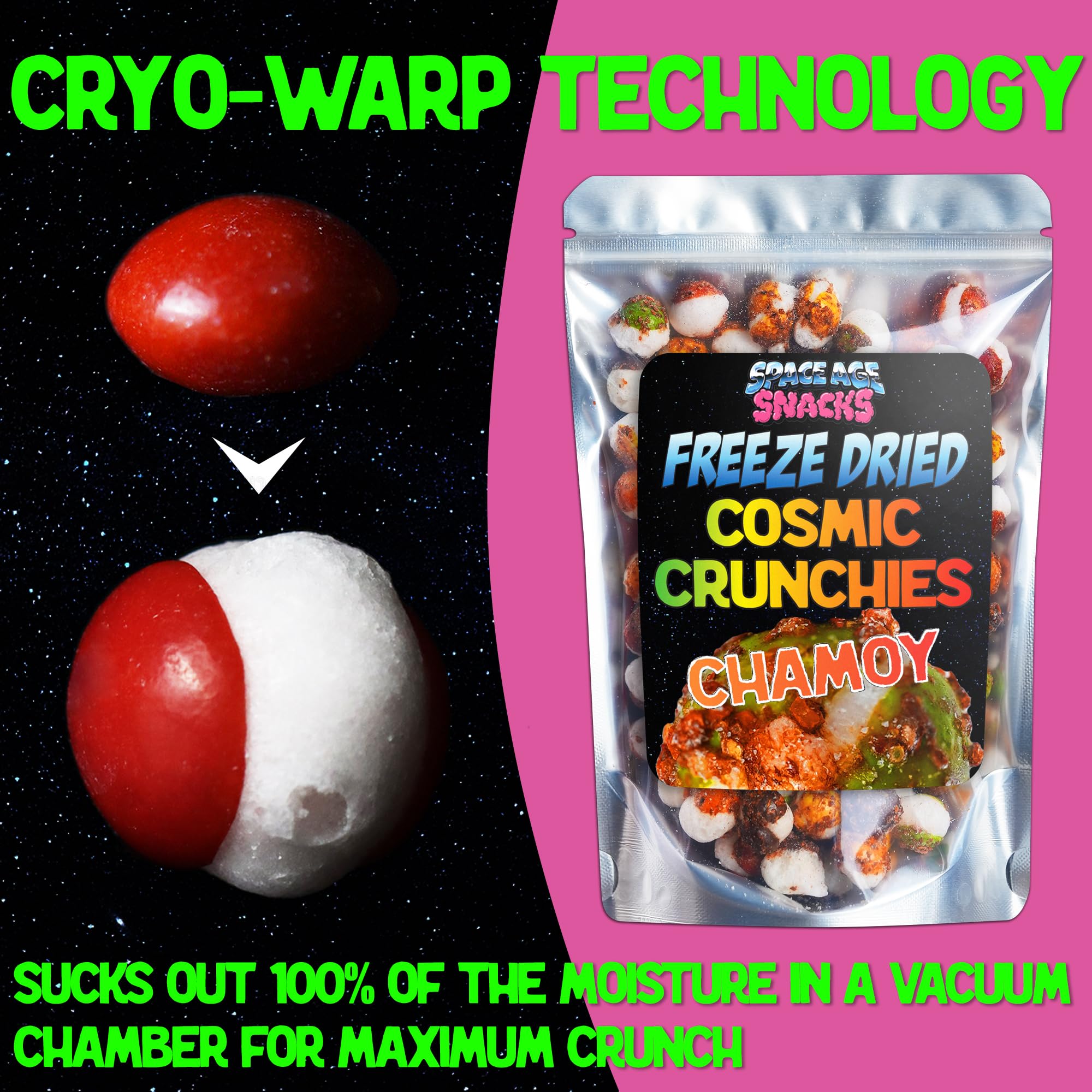 Premium Freeze Dried Chamoy Candy with Tajin Chili Lime Seasoning - Sweet & Spicy Mexican Snack (8oz) | TikTok Viral Treat, Party Favors, Movie Night Snacks, Road Trip Food