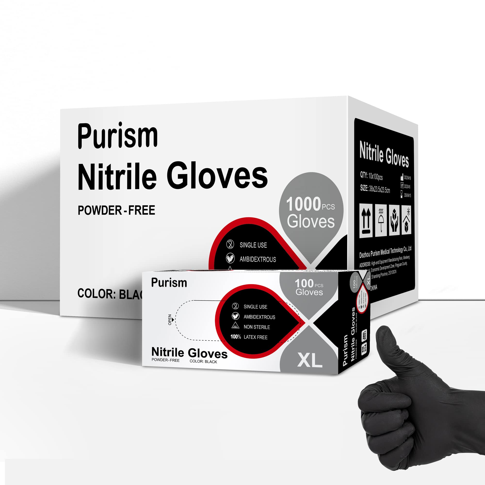 Premium Black Nitrile Gloves XL 1000 Pack - 4 Mil Thick, Latex-Free & Powder-Free Disposable Gloves - Extra Large Size for Industrial, Medical & Household Use - Ideal for Cleaning, Food Handling & Healthcare Protection