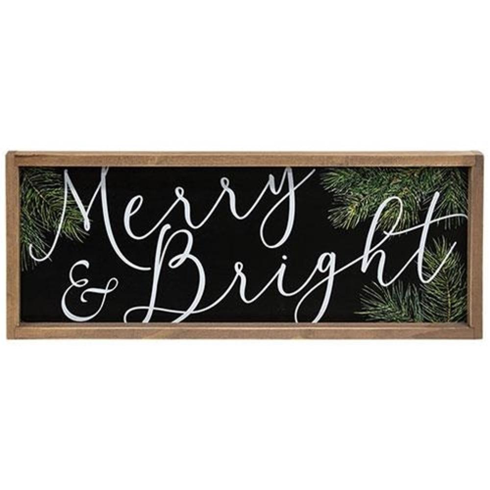 Merry & Bright Wooden Wall Sign - Rustic Farmhouse Christmas Decor for Home, Office & Holiday Parties