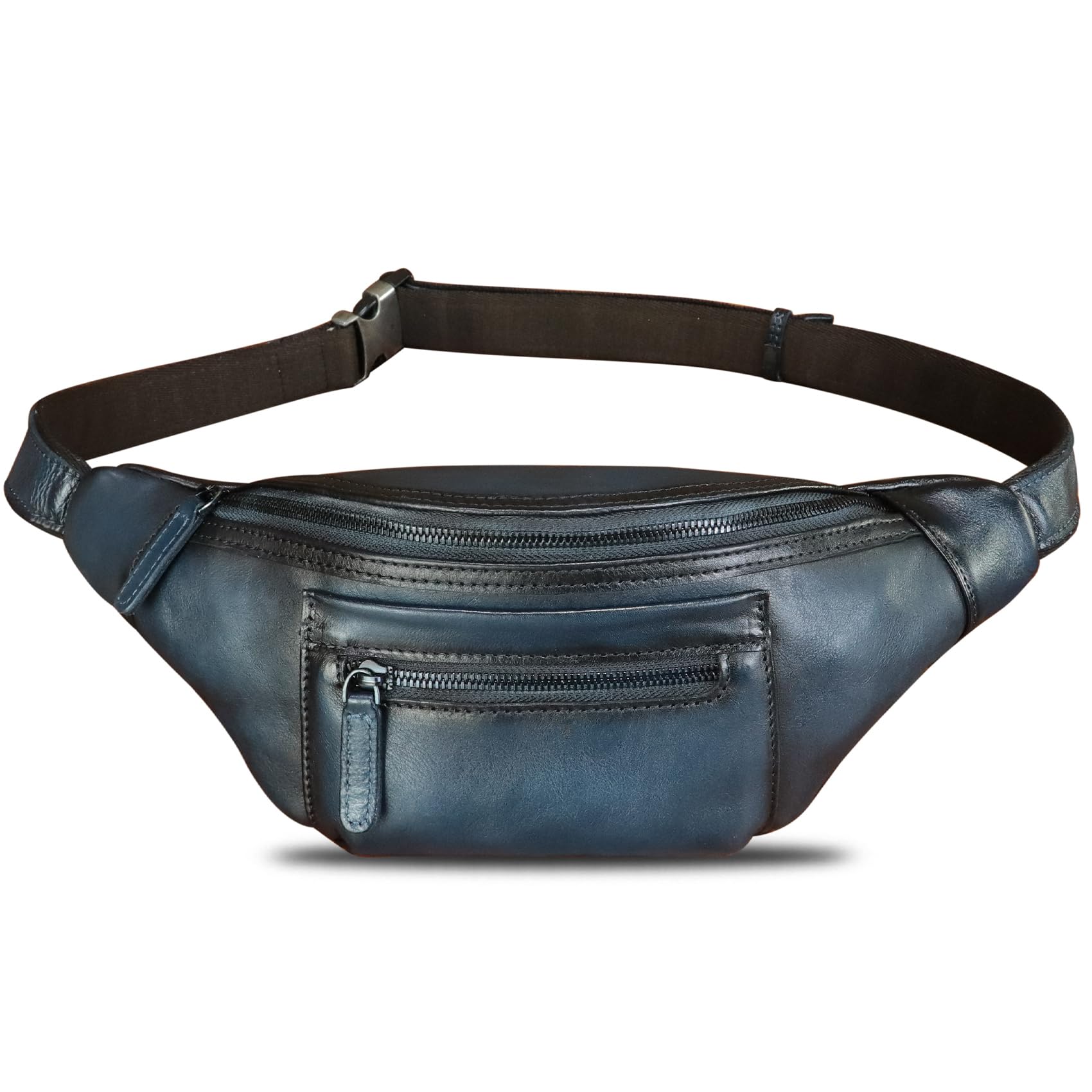 Vintage Genuine Leather Fanny Pack for Men & Women - Handmade Leather Waist Bag, Sling Backpack, Crossbody Purse (Blue) | Perfect for Travel, Hiking, Festivals & Everyday Use