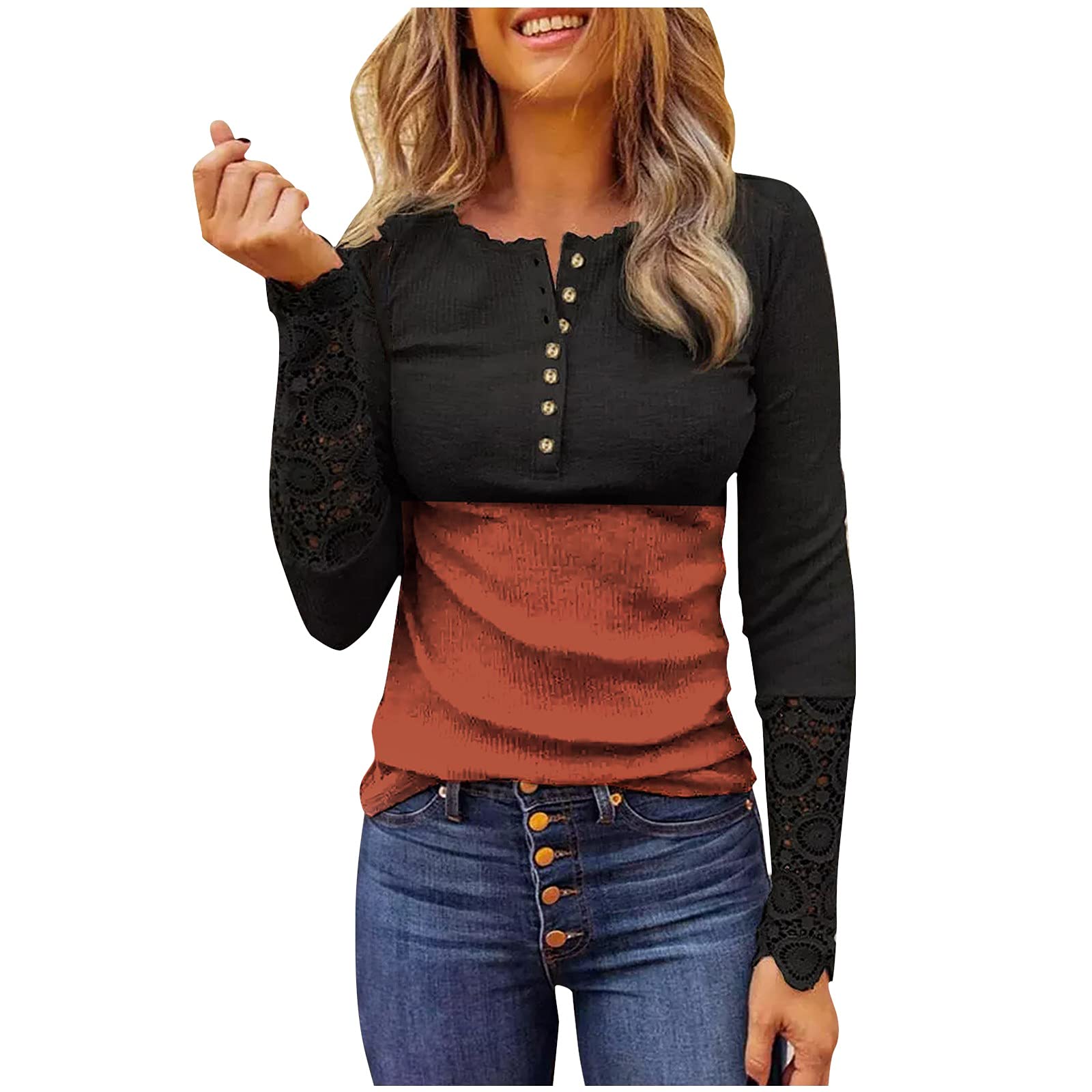 Women's Long Sleeve Button Down Shirt with Gradient Print - Casual & Office Blouse for Work, Dating, and Everyday Wear
