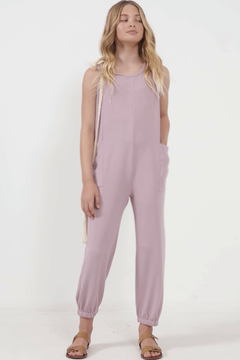 Women's Ribbed Knit Pocketed Jumpsuit - Stretchy Comfortable One Piece Romper for Casual Outings & Lounge Wear