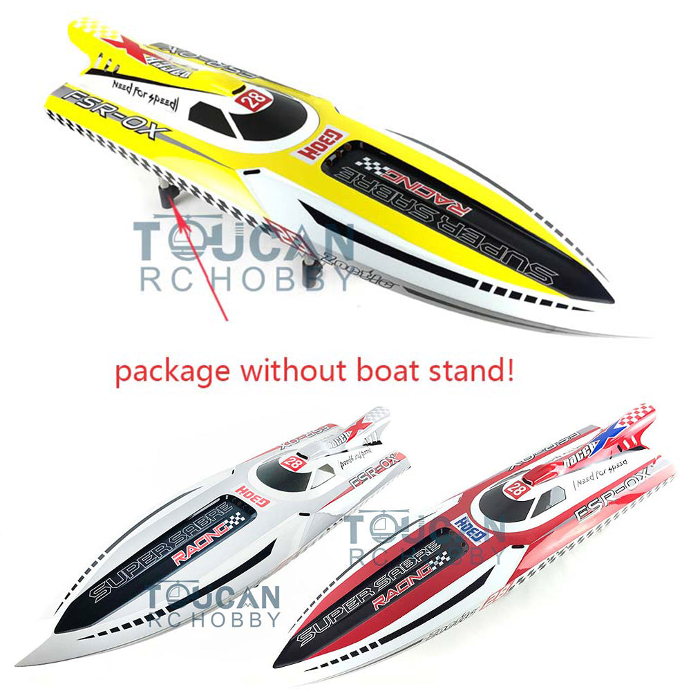 30CC Gasoline Racing Boat Kit - G30H Fiberglass Pre-Painted DIY Model Hull (1380x390x320mm) for Adults & Advanced Players | Gray Red & Yellow Design | Perfect for RC Boat Racing, Lake Adventures & Hobby Enthusiasts