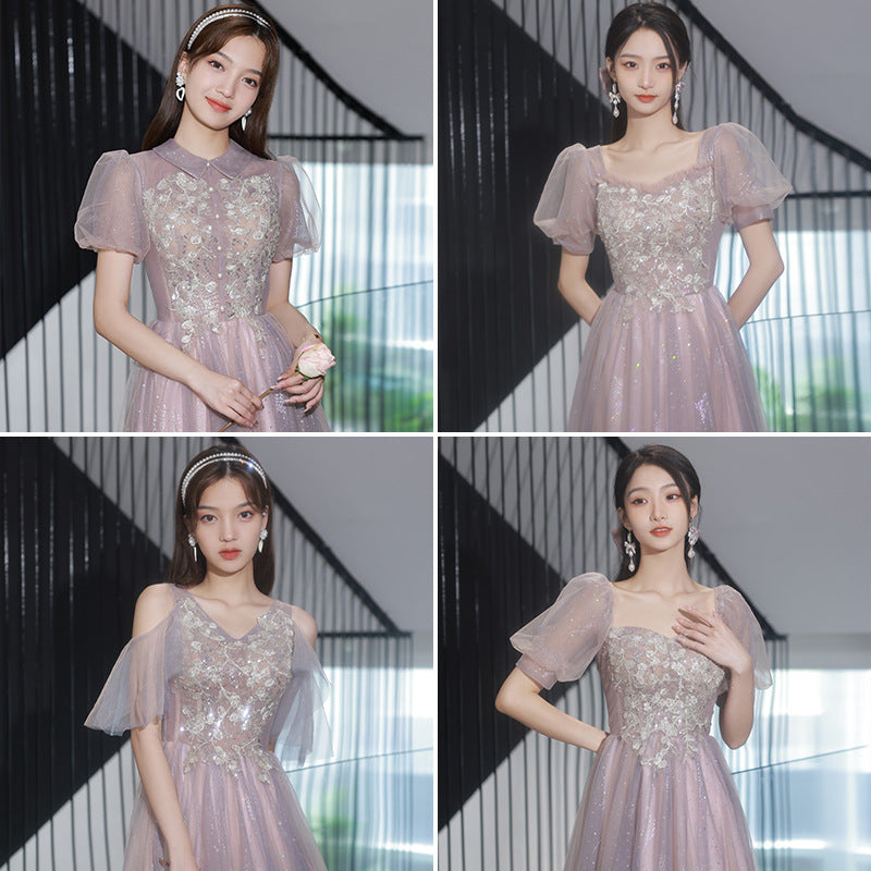 Elegant A-Line Pink Tulle Bridesmaid Dress - Shiny Long Prom Gown for Weddings & Formal Events (Style 524) - Perfect for Bridal Party, Evening Galas & Special Occasions